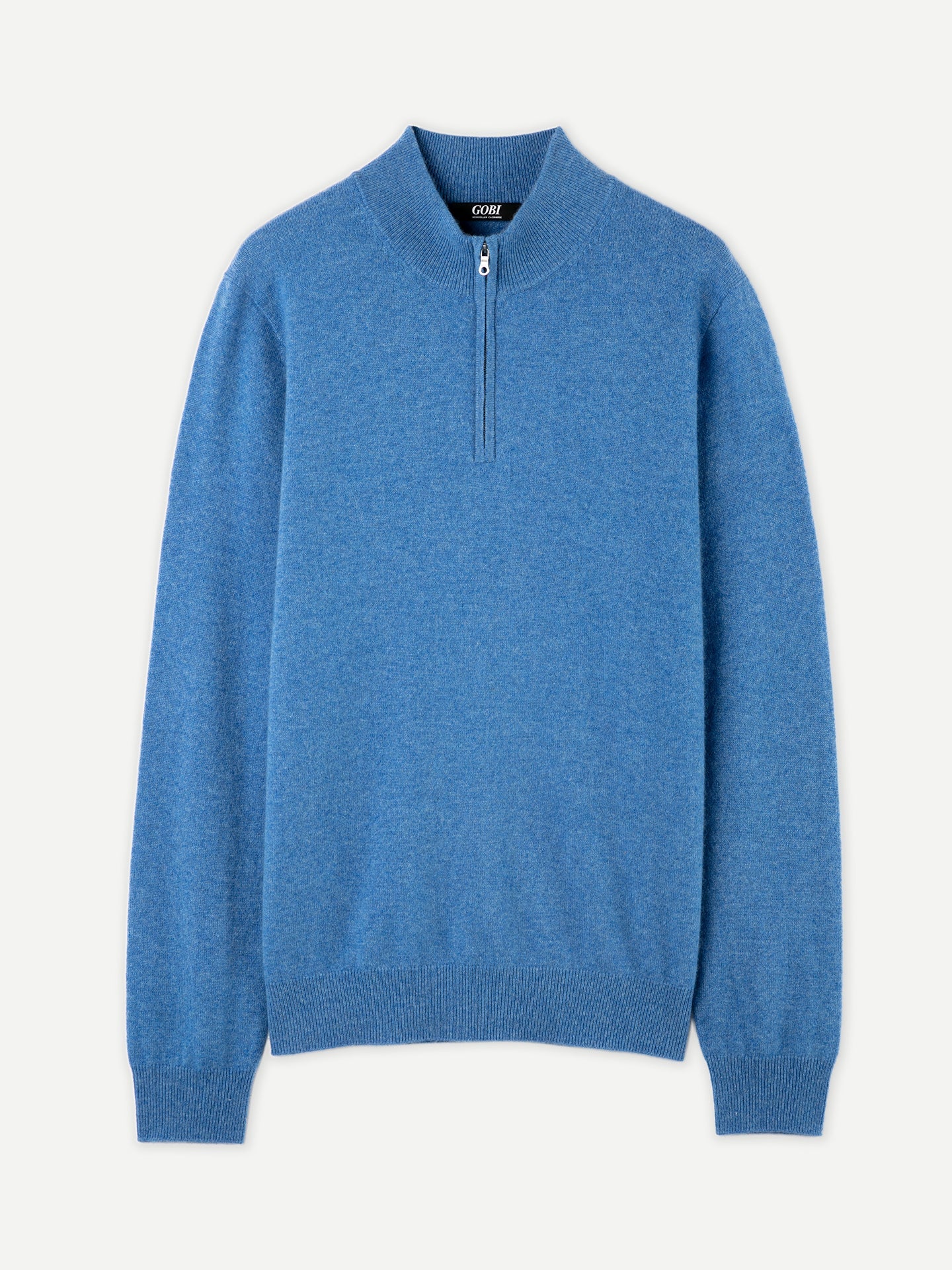 Pull polo demi zippé pour homme , couleur Marin - Gobi Cashmere