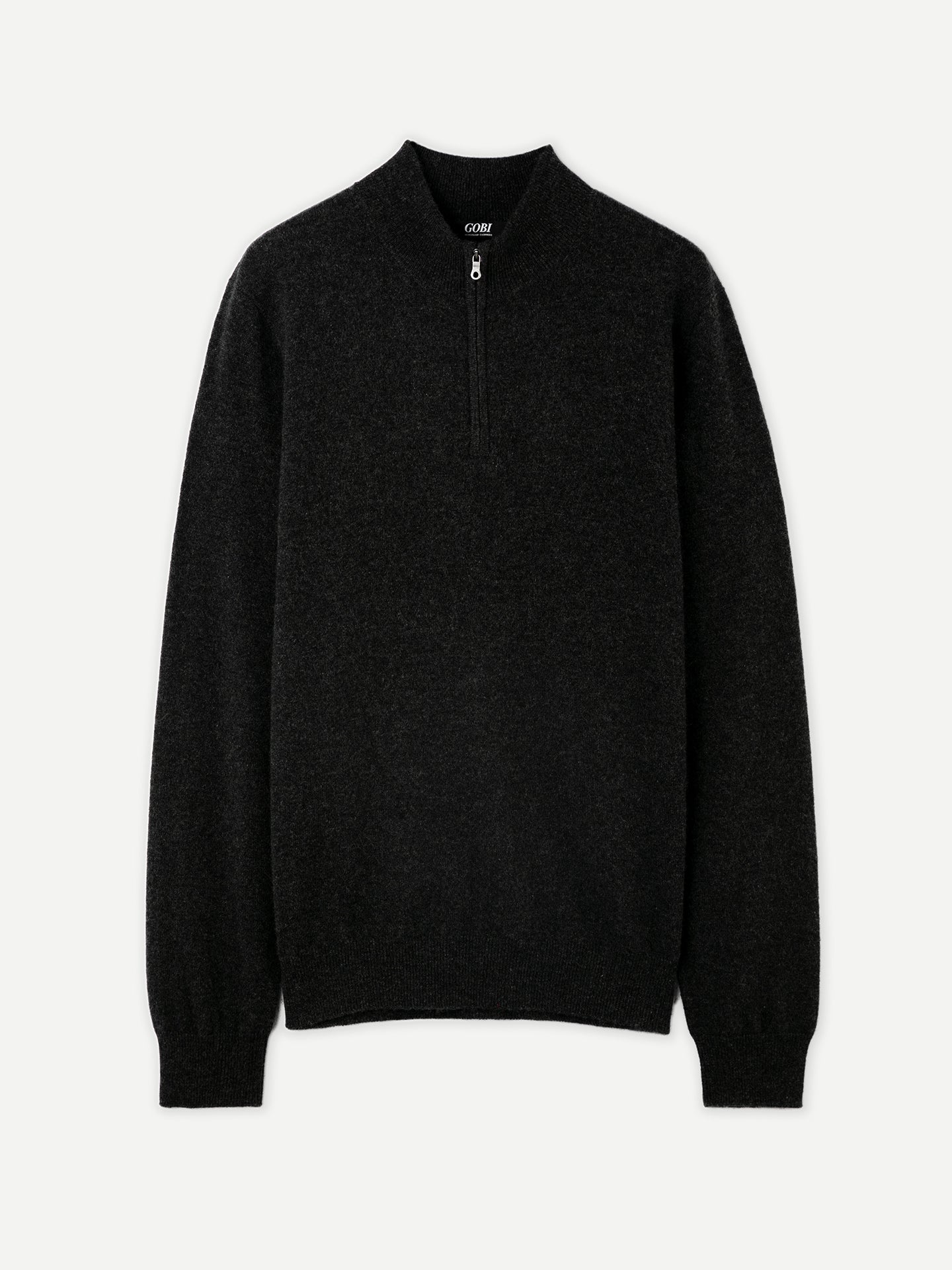 Pull polo demi zippé pour homme , couleur Gris - Gobi Cashmere
