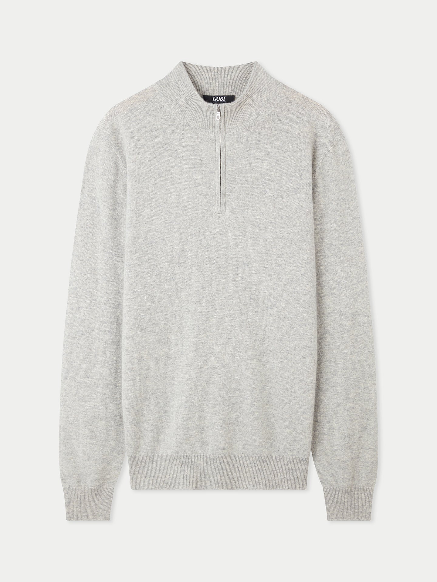 Pull polo demi zippé pour homme , couleur Gris - Gobi Cashmere