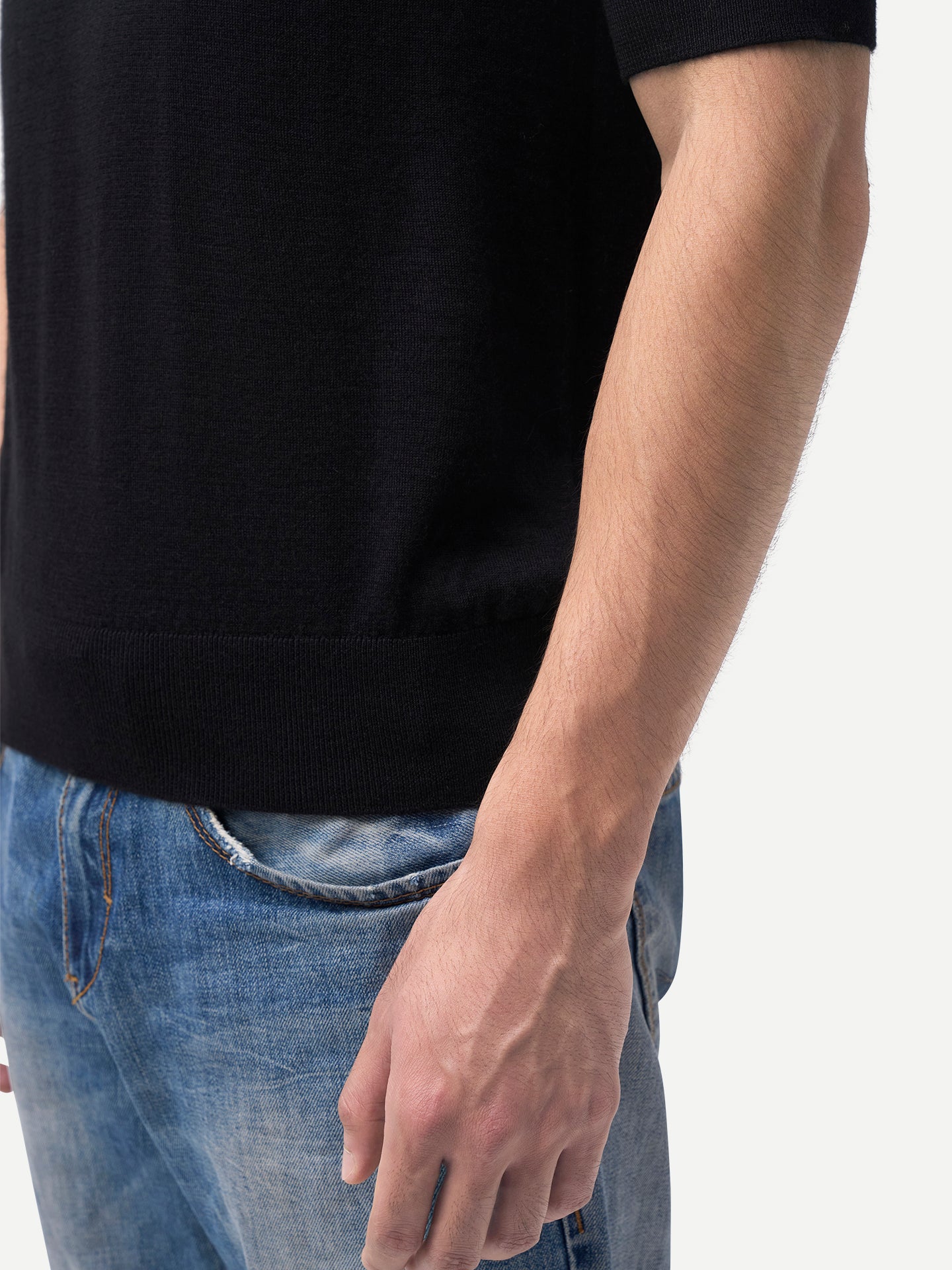 T-shirt en soie et cachemire pour homme couleur noir - Gobi Cashmere