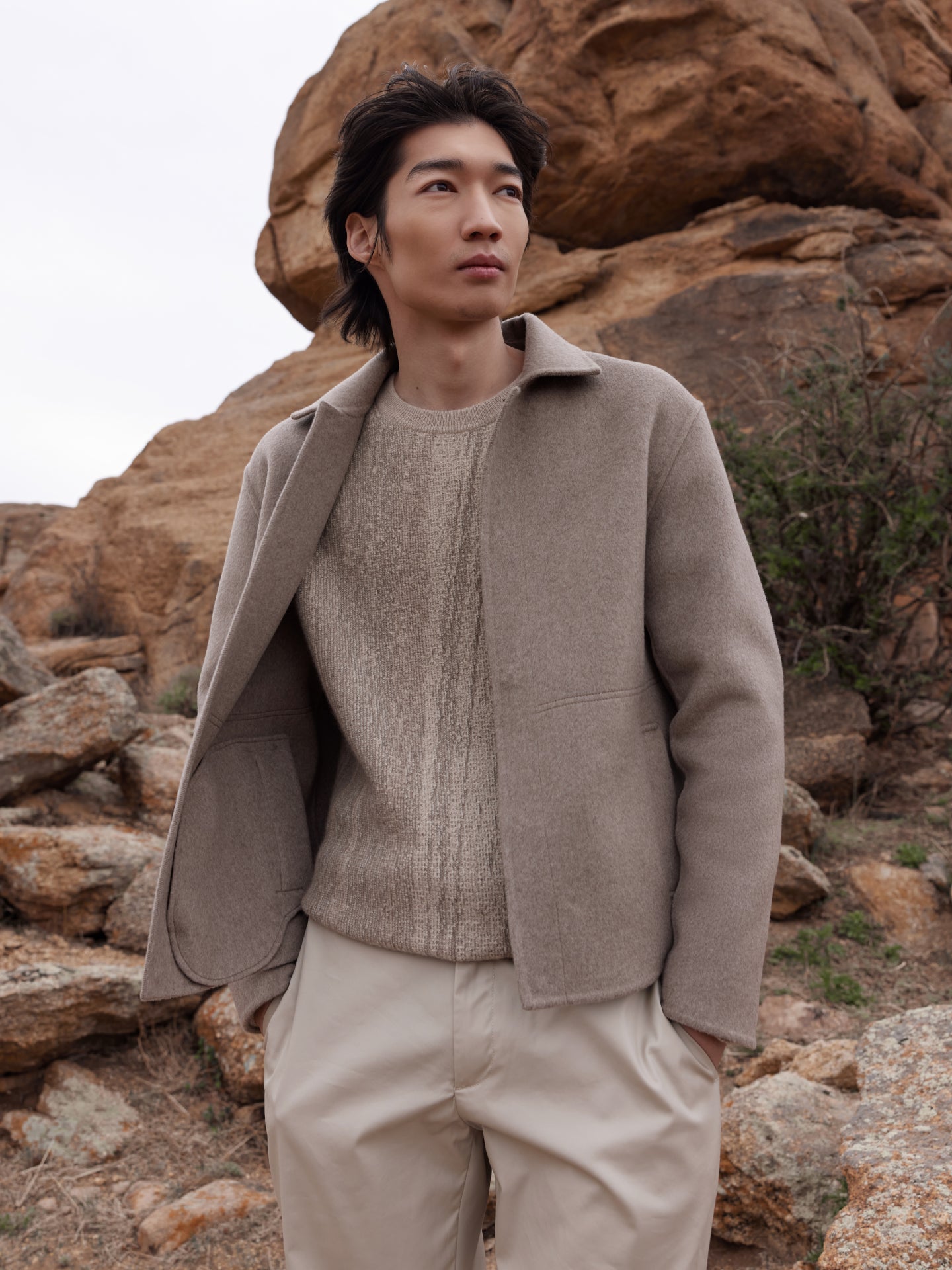 GOBI Veste en cachemire Designer italien Giorgio Spina Taupe - Gobi Cashmere