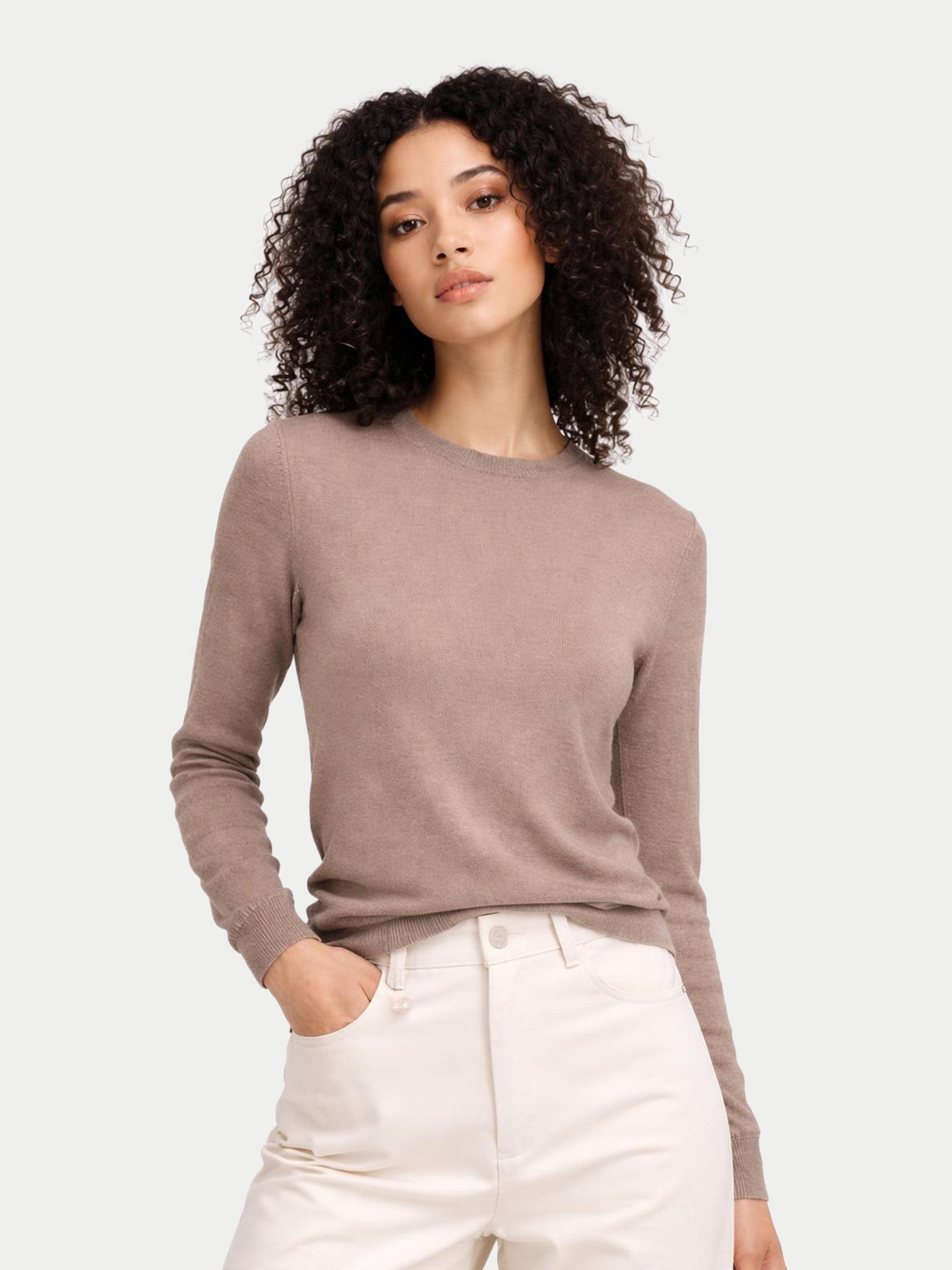Pull en cachemire pour femme à col rond