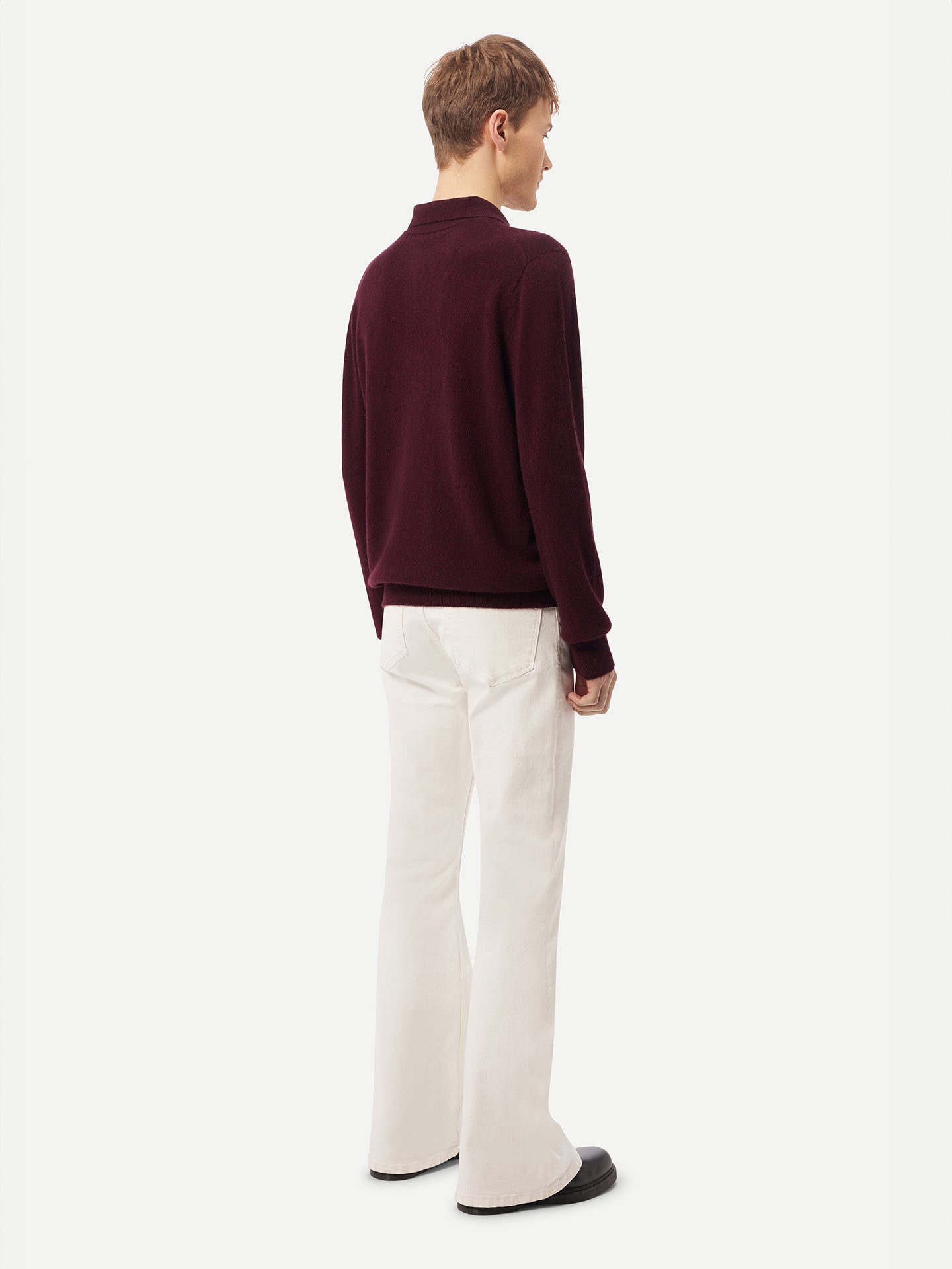 Men's Cashmere Polo Sweater Zinfandel - Gobi Cashmere