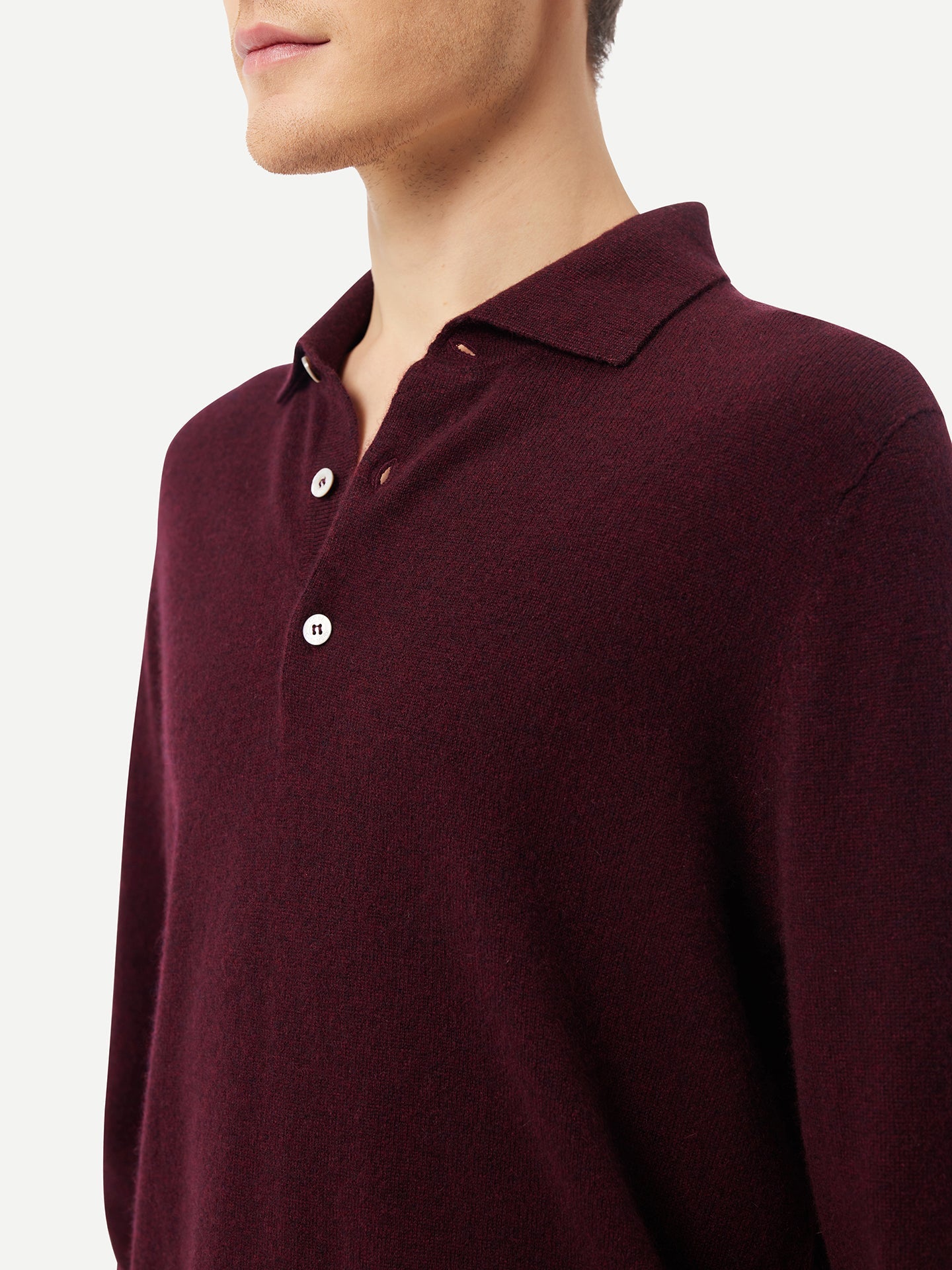 Men's Cashmere Polo Sweater Zinfandel - Gobi Cashmere