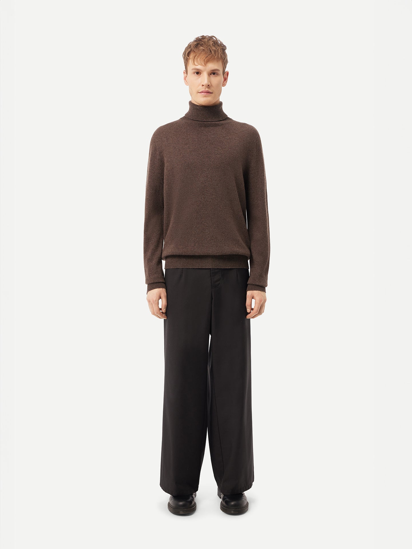 Men's Cashmere Basic Turtle Neck Sweater Cocoa - Gobi Cashmere