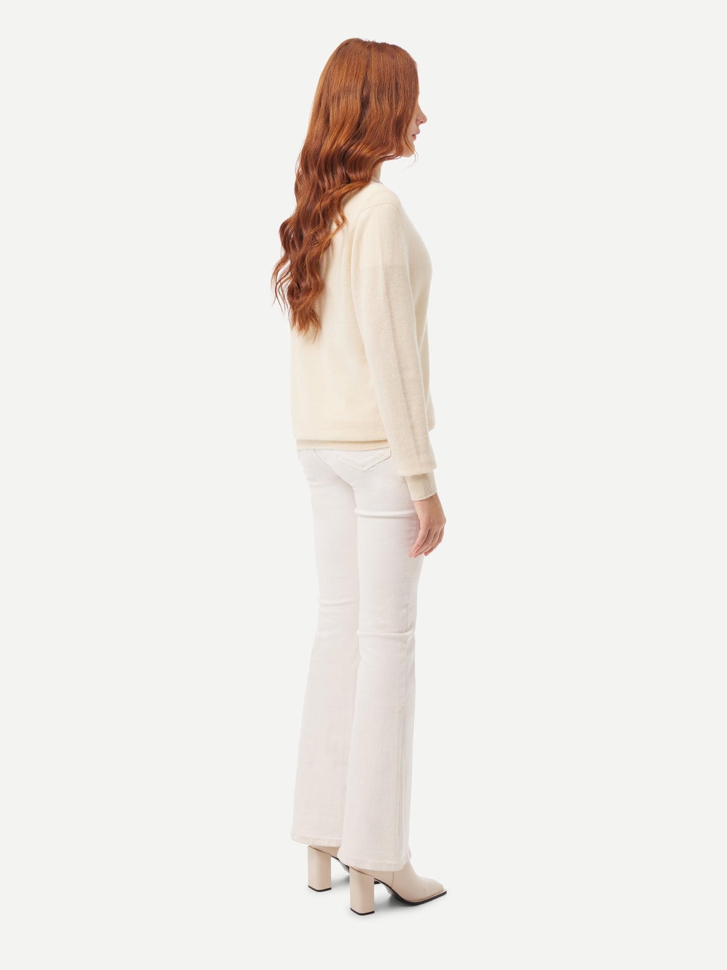 Women's Cashmere V-neck Button Cardigan Off White - Gobi Cashmere