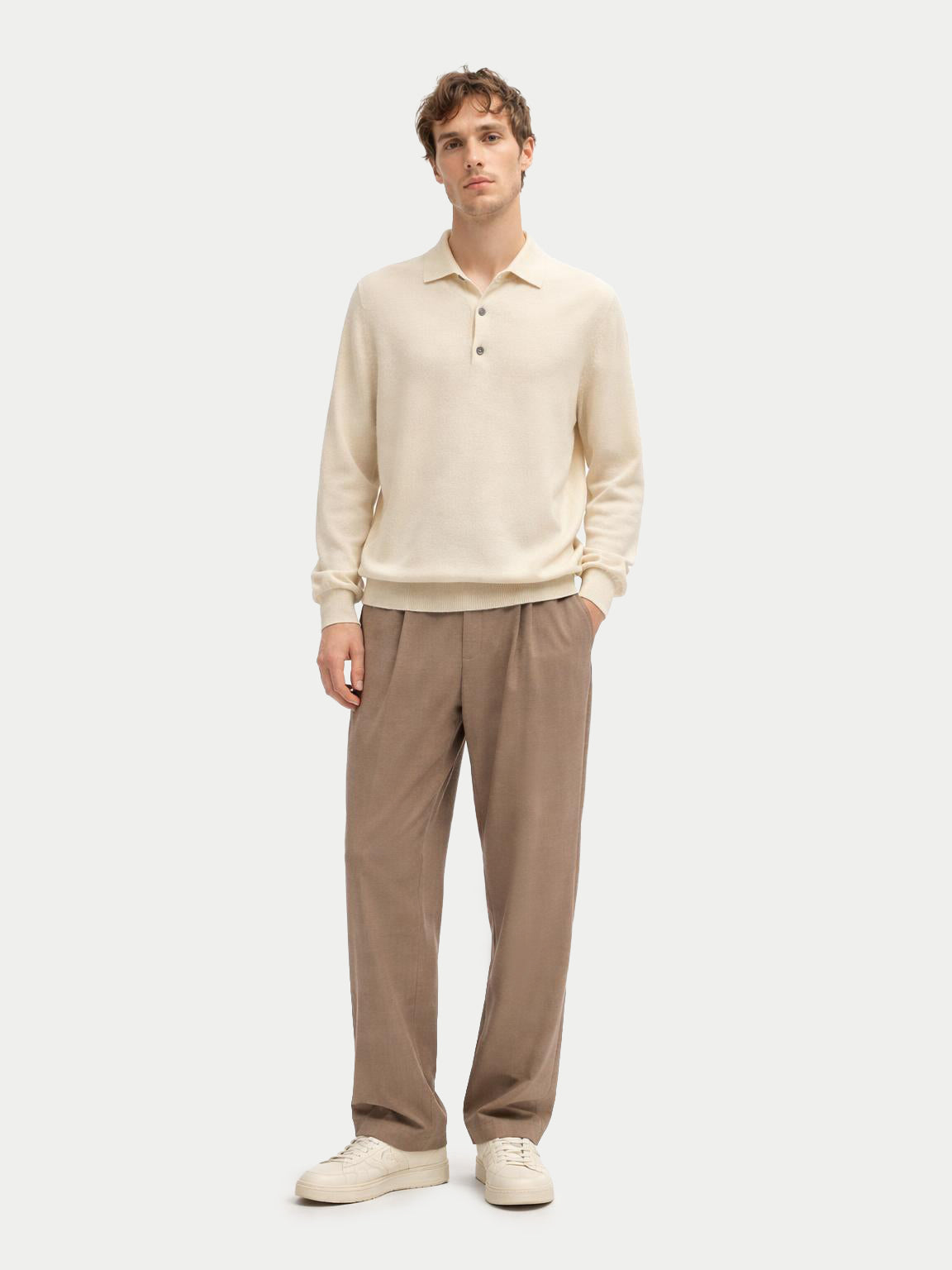Pull col polo en cachemire Essential pour hommes Couleur Organique