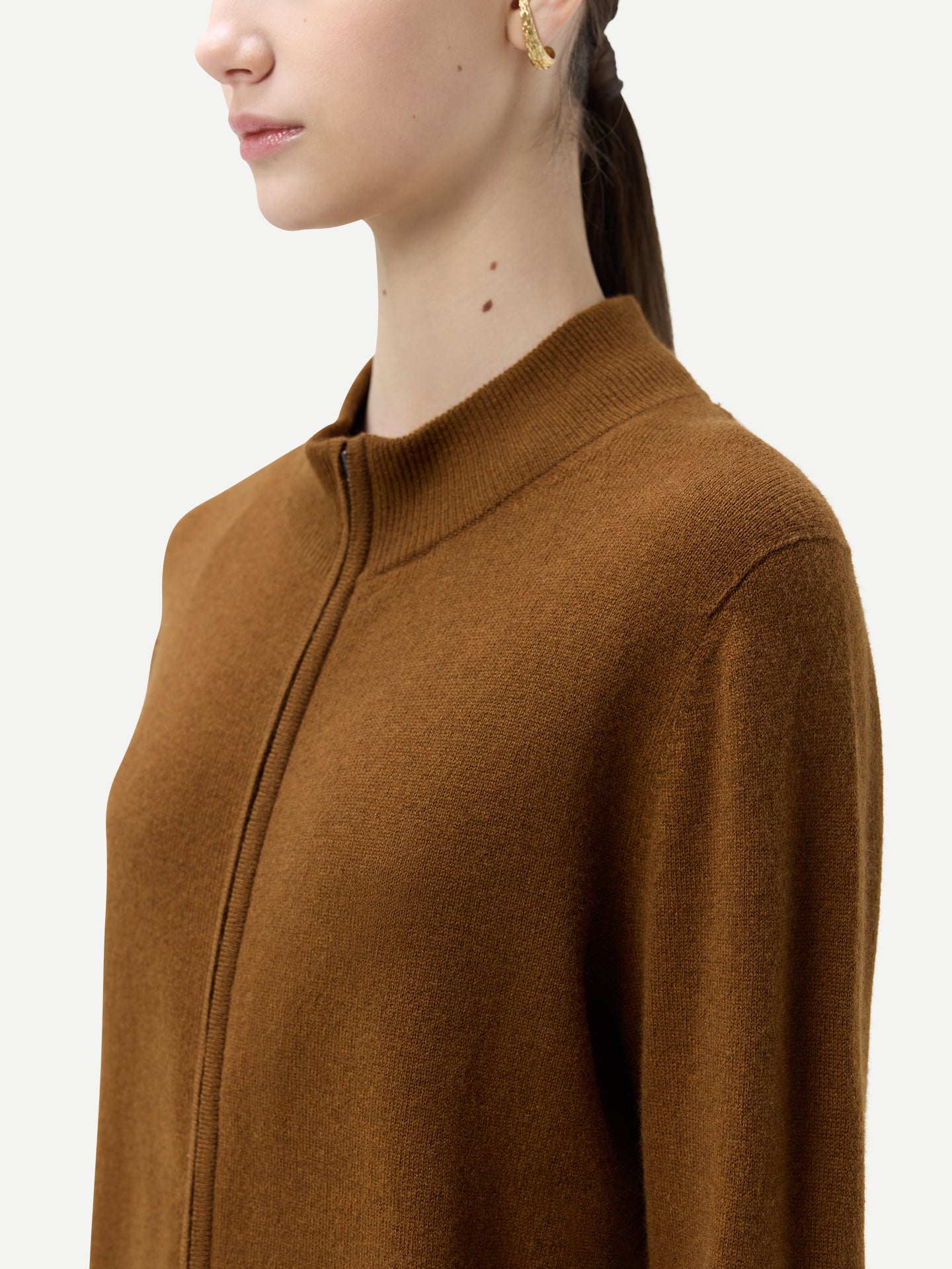 Cardigan zippé  en Cachemire pour femmes Marron - Gobi Cashmere