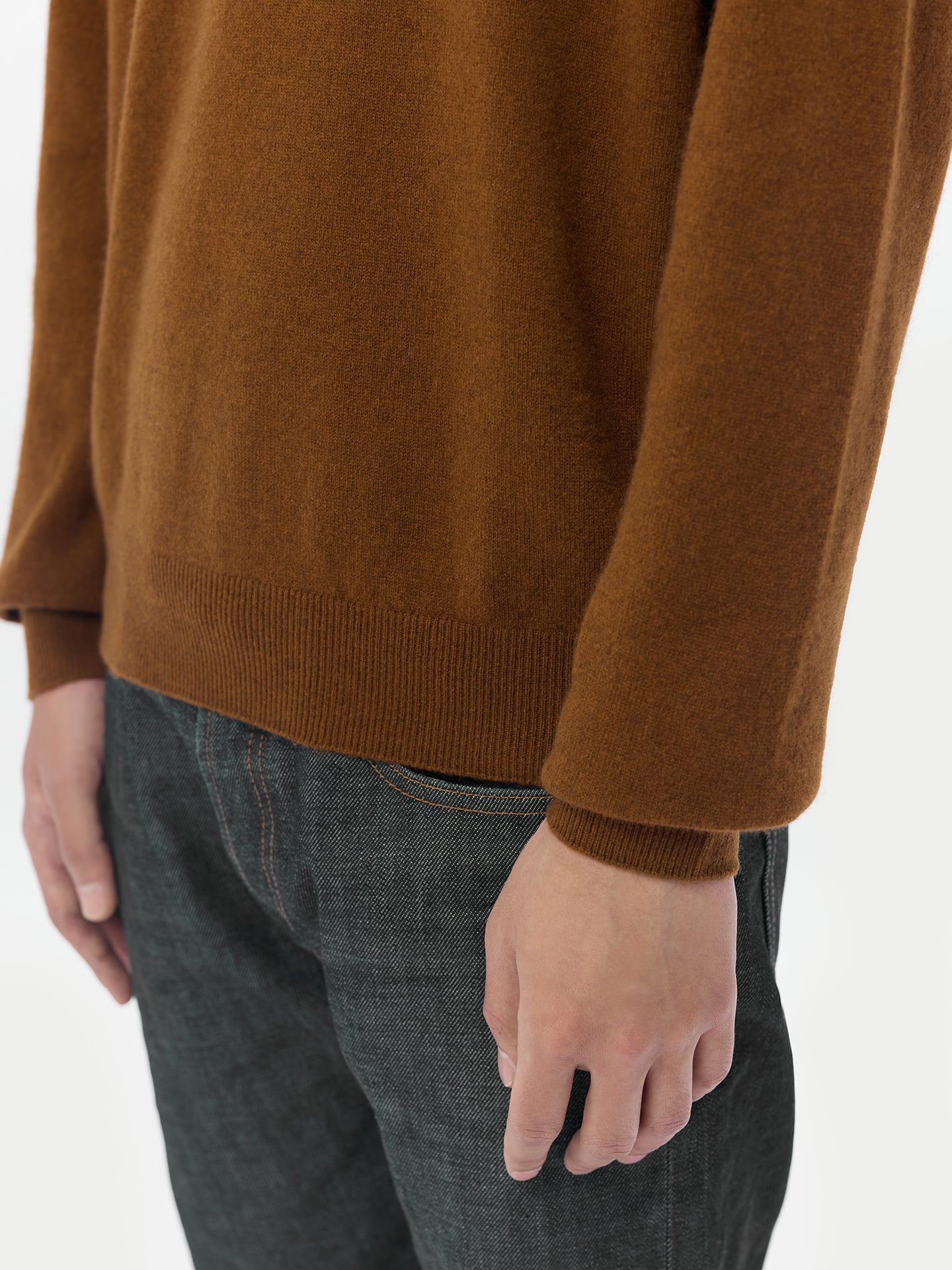 Pull col rond en Cachemire pour hommes Marron - Gobi Cashmere