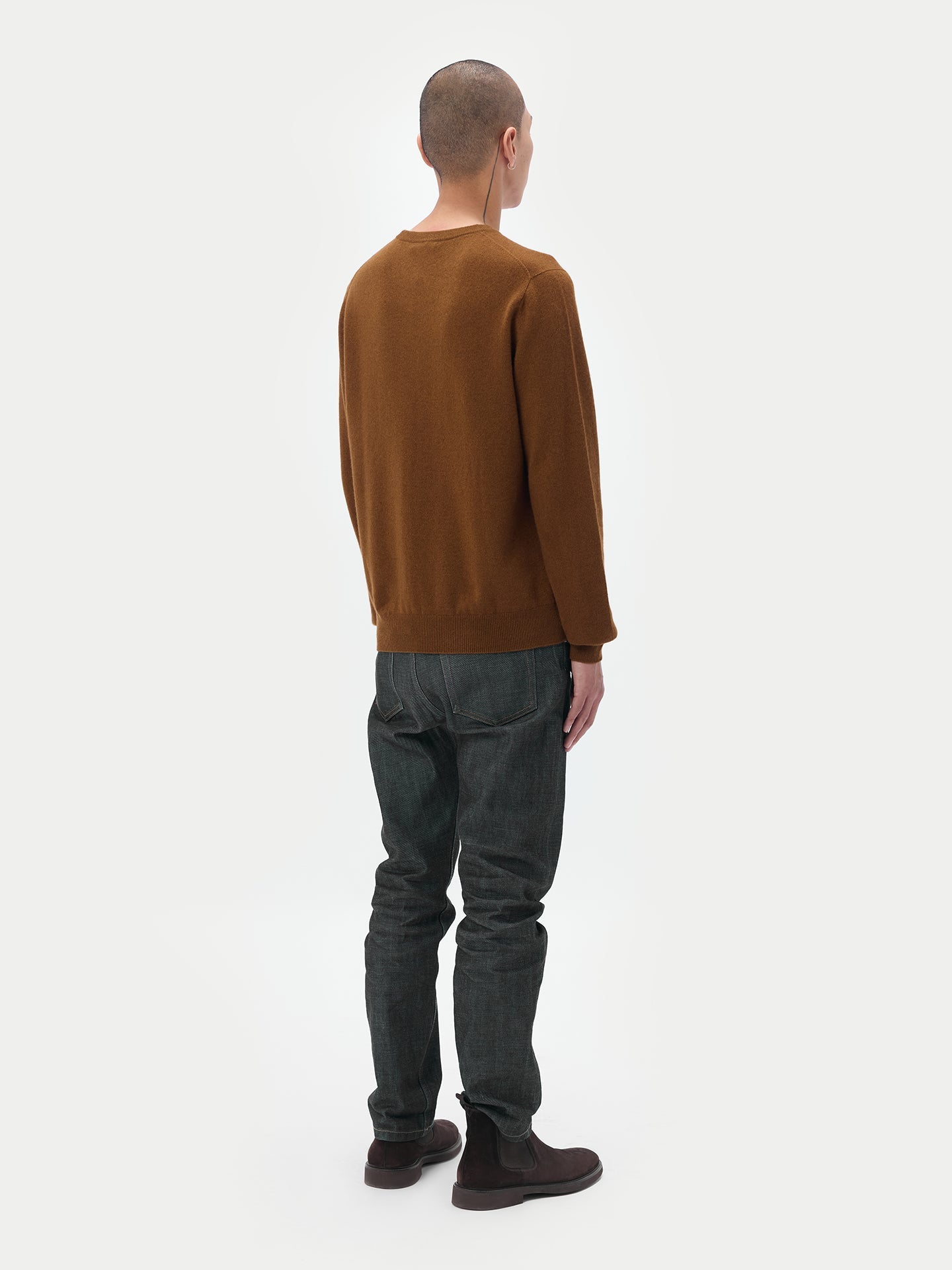 Pull col rond en Cachemire pour hommes Marron - Gobi Cashmere
