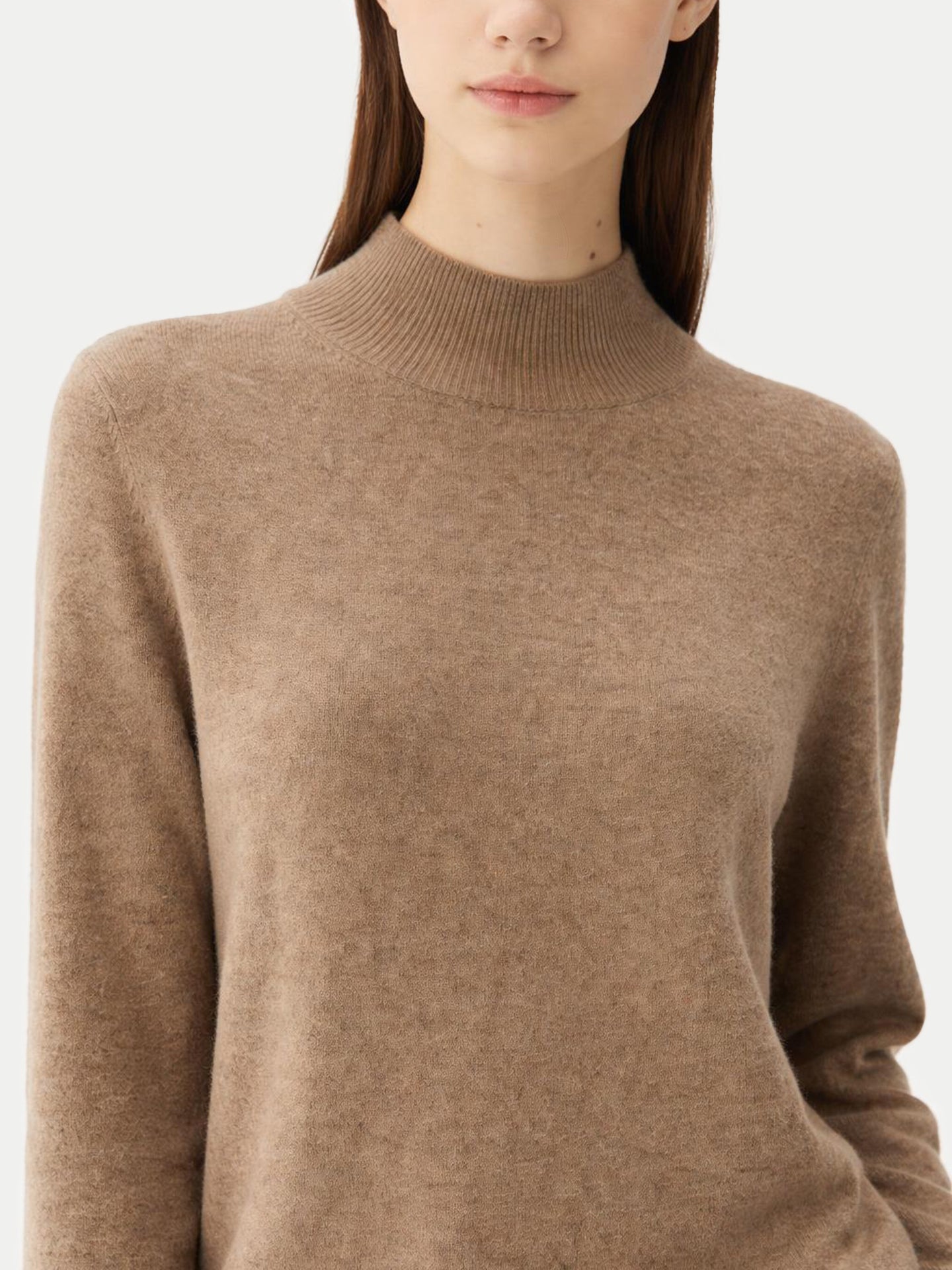 Pull col haut en cachemire Essential pour femmes Couleur Organique Taupe - Gobi Cashmere