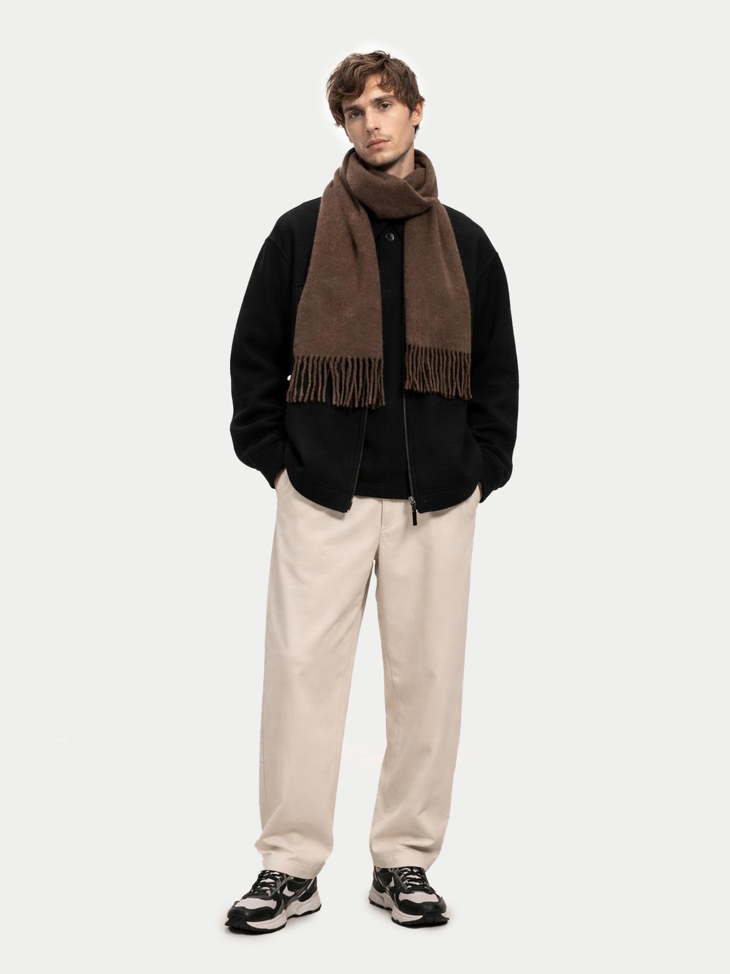 Écharpe avec franges en cachemire pour unisex Cacao - Gobi Cashmere