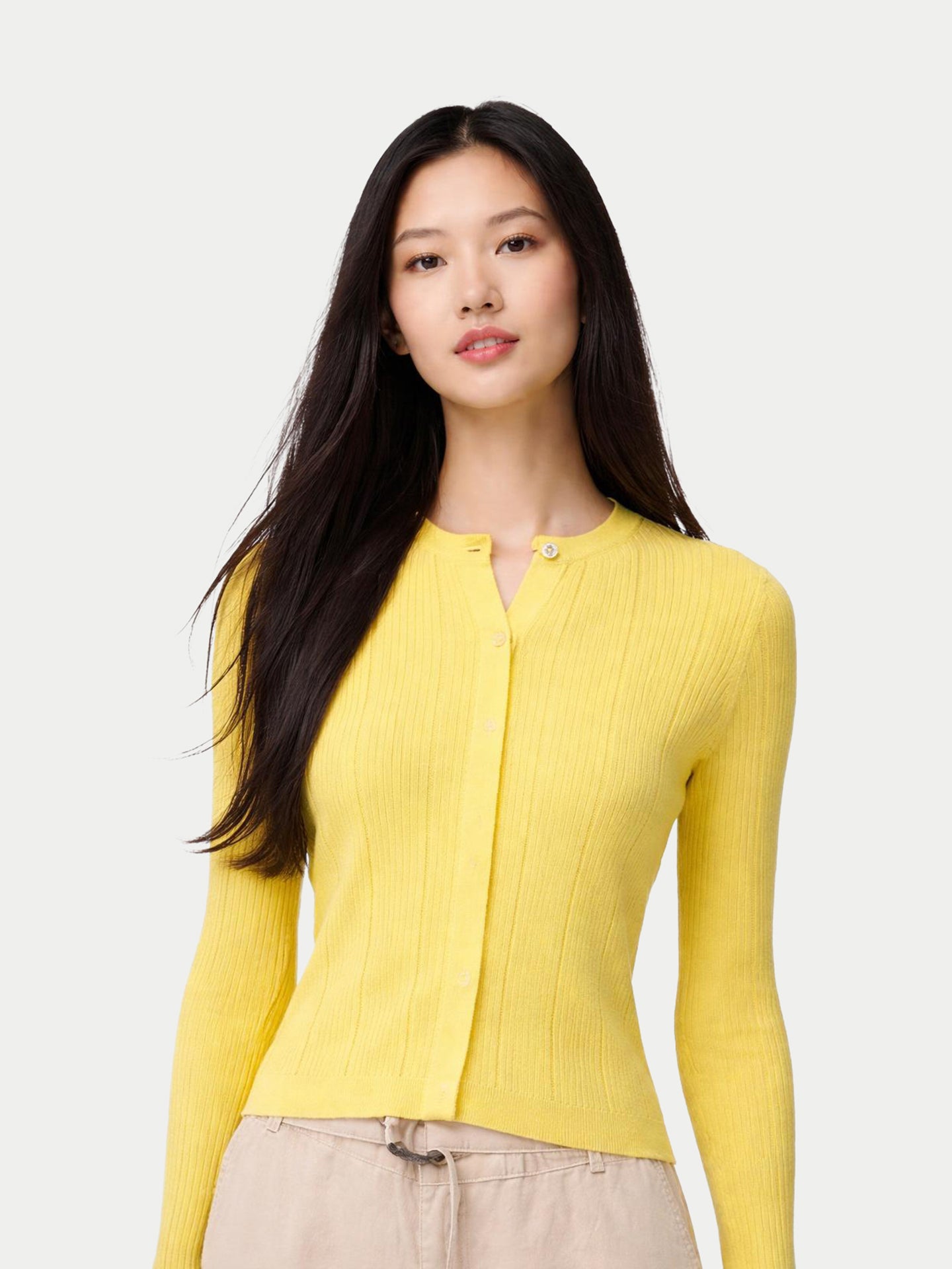Cardigan en soie de cachemire à boutons cachés