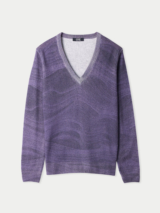 Pull imprimé V en cachemire Blanc - Gobi Cashmere