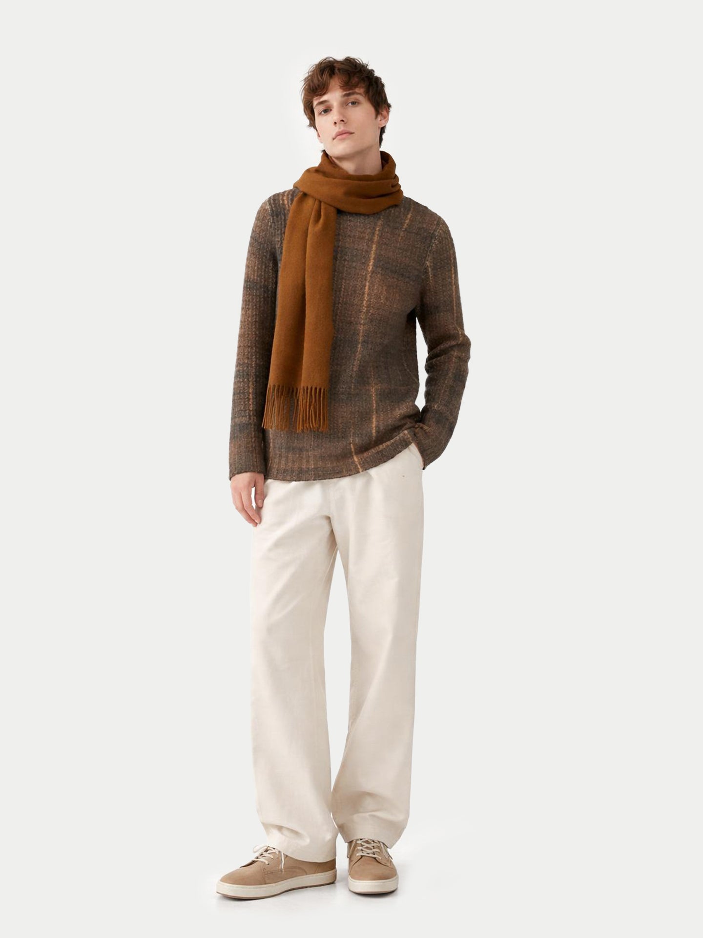 Écharpe avec franges en cachemire pour unisex