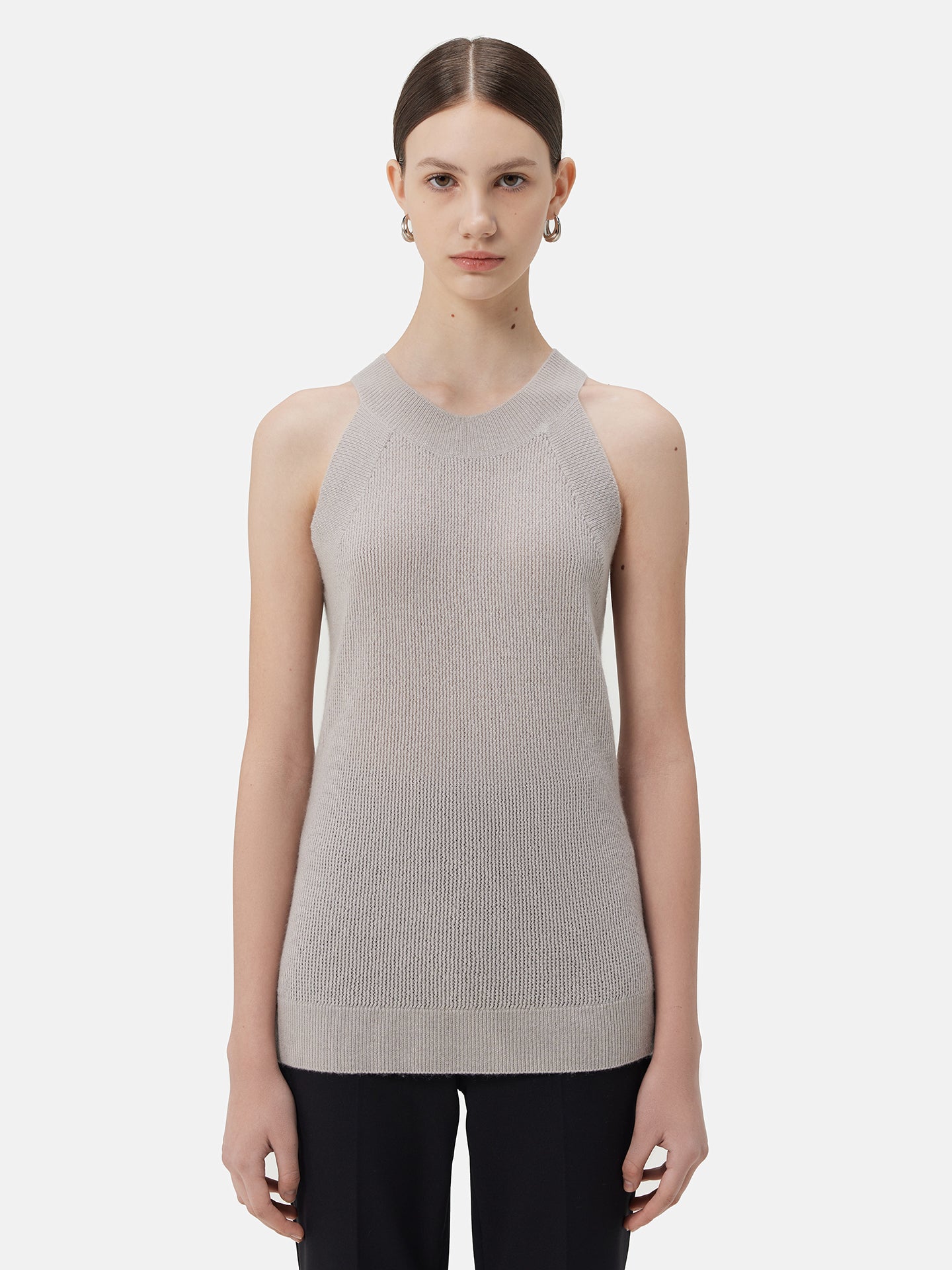 Top sans manches en cachemire luxueux Gris | GOBI Cashmere