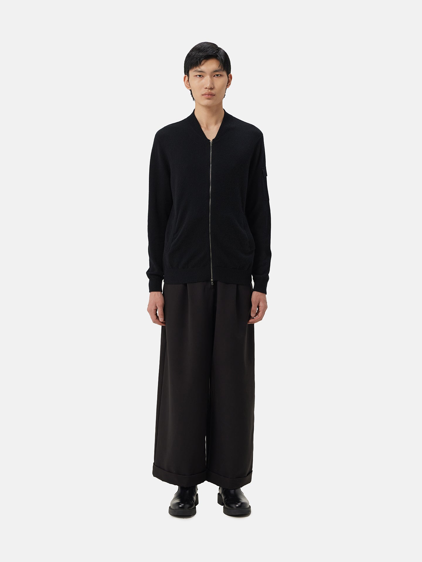 Bomber jacket en cachemire authentique Noir | GOBI Cashmere