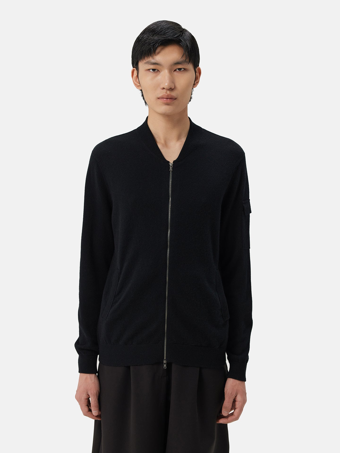 Bomber jacket en cachemire authentique Noir | GOBI Cashmere
