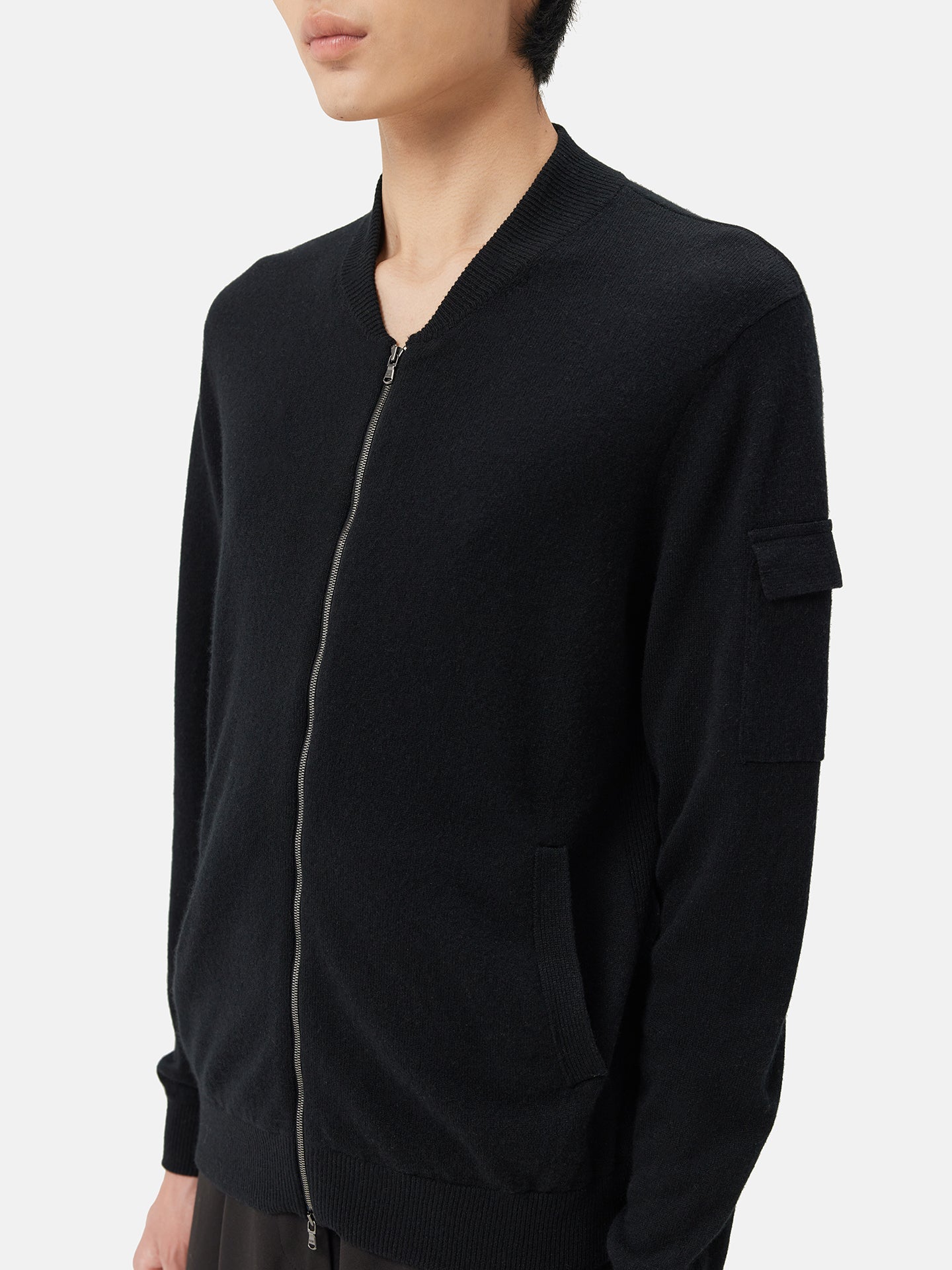 Bomber jacket en cachemire authentique Noir | GOBI Cashmere