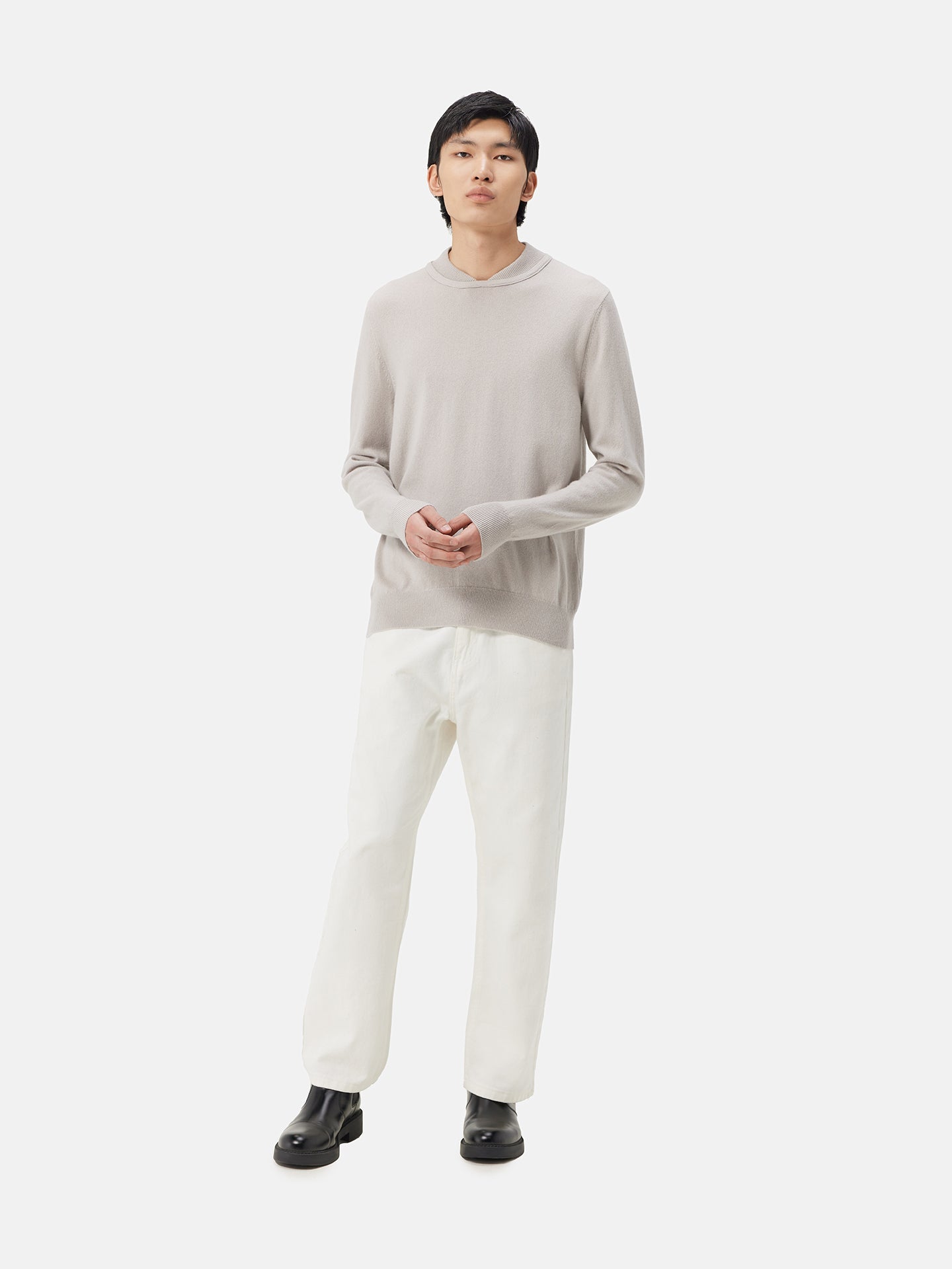 Pull double en cachemire de haute avec encolure | GOBI 