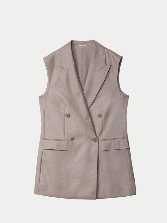 Gilet homme en cachemire, boutonnage croisé Couleur Organique