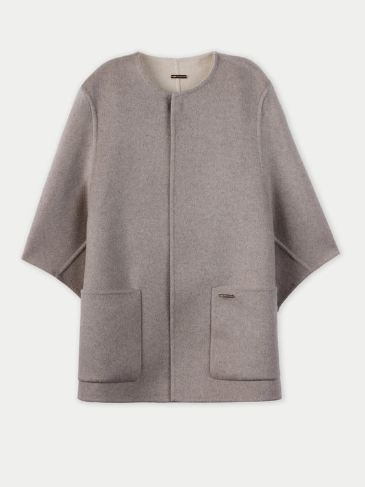 Veste Poncho en cachemire à poches plaquées Couleur Organique