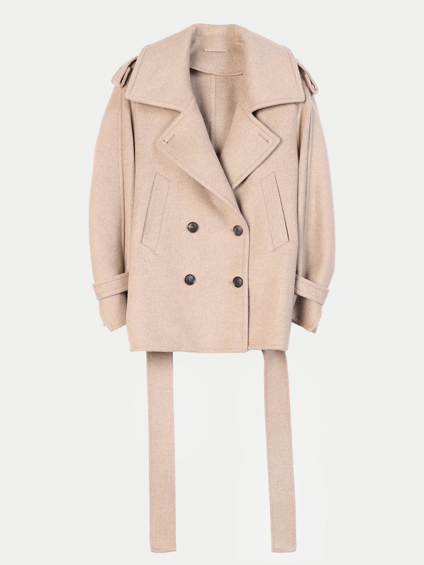 Peacoat en Cachemire, Style Trench pour Femme couleur taupe | GOBI