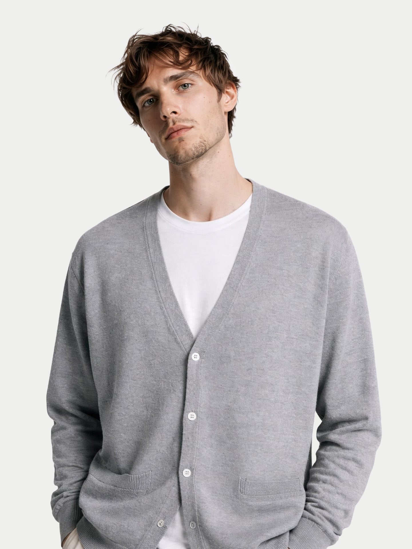 Cardigan col en V en cachemire Essential pour hommes