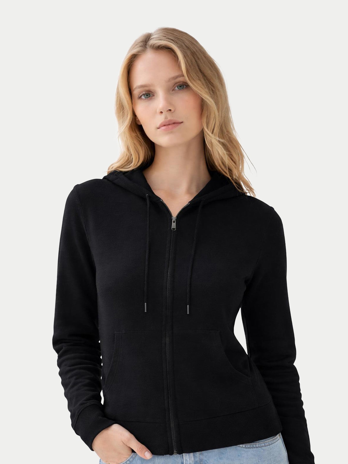 Sweat à capuche zippé femme avec poche Smiley