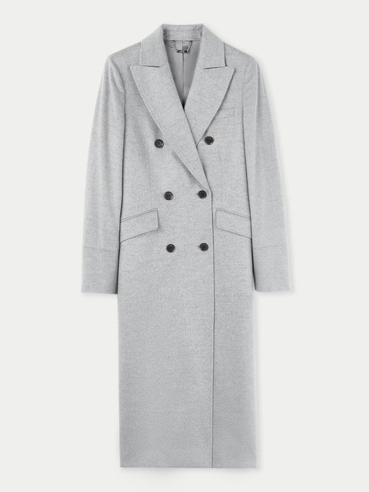 Manteau long à revers en cachemire pour femme Gris - Gobi Cashmere 
