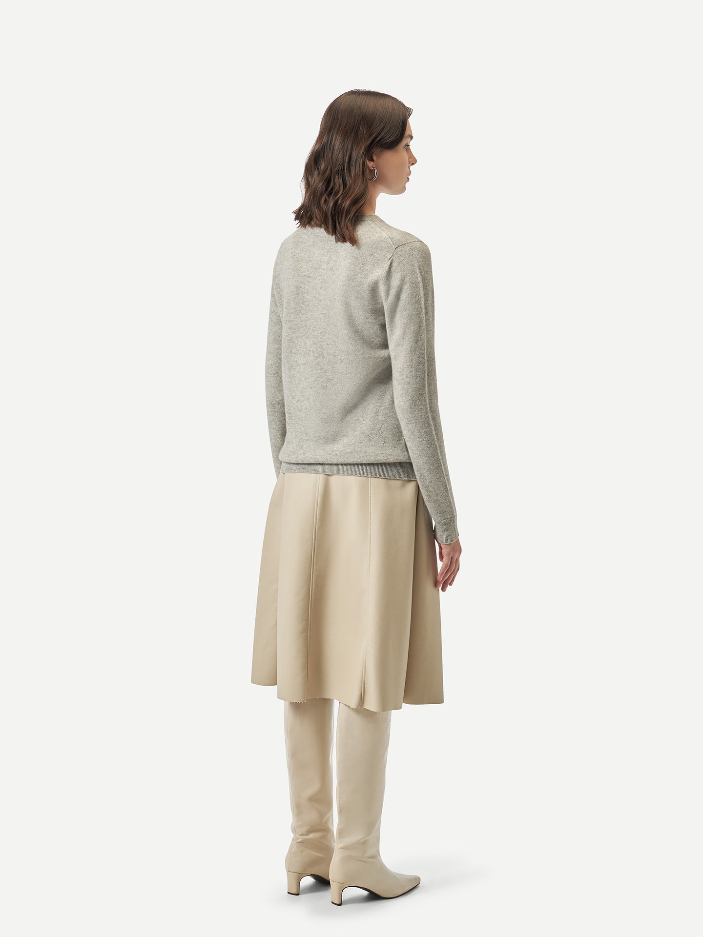 Pull coll rond en Cachemire pour  femme , couleur Gris - Gobi Cashmere