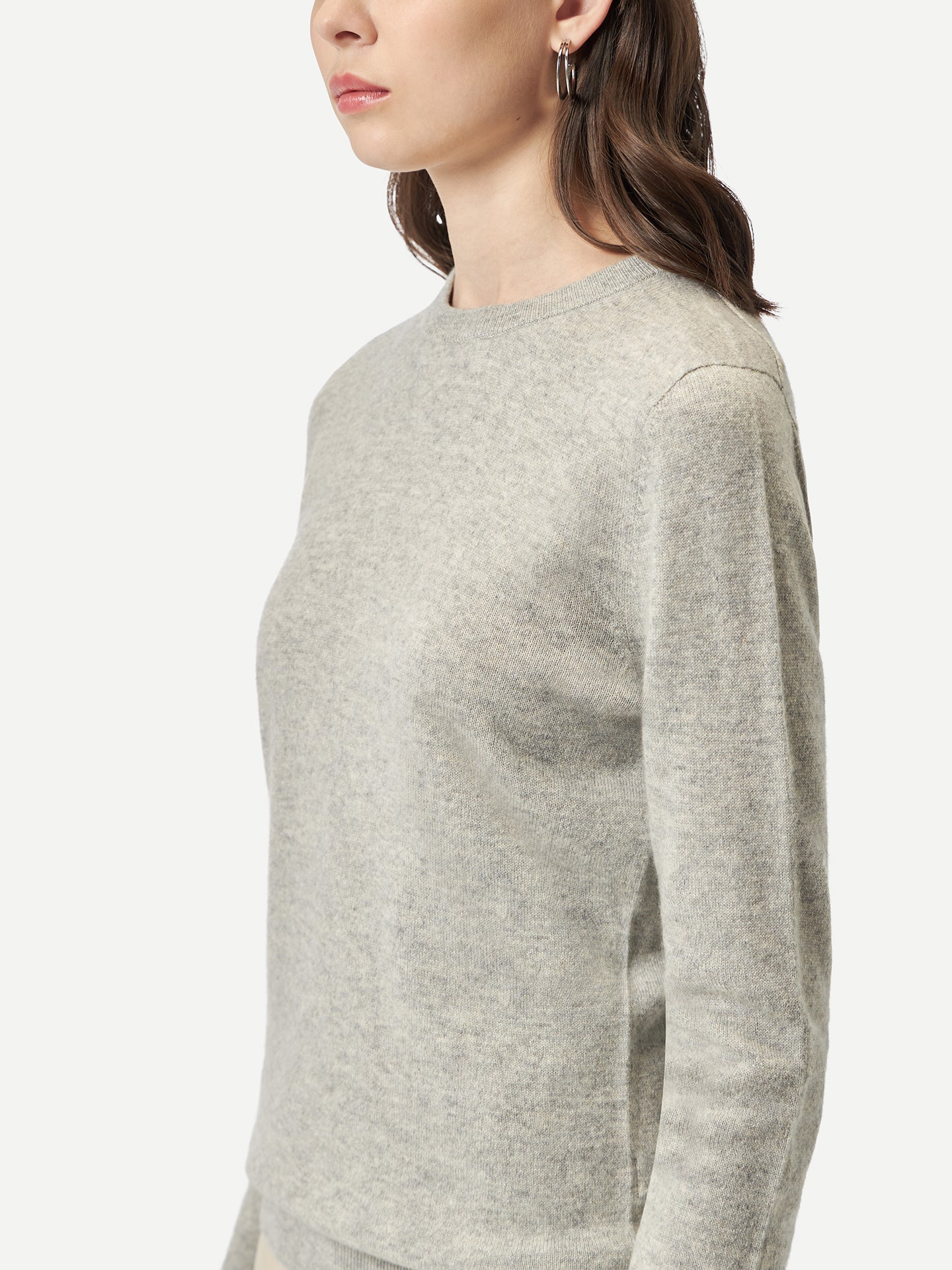 Pull coll rond en Cachemire pour  femme , couleur Gris - Gobi Cashmere
