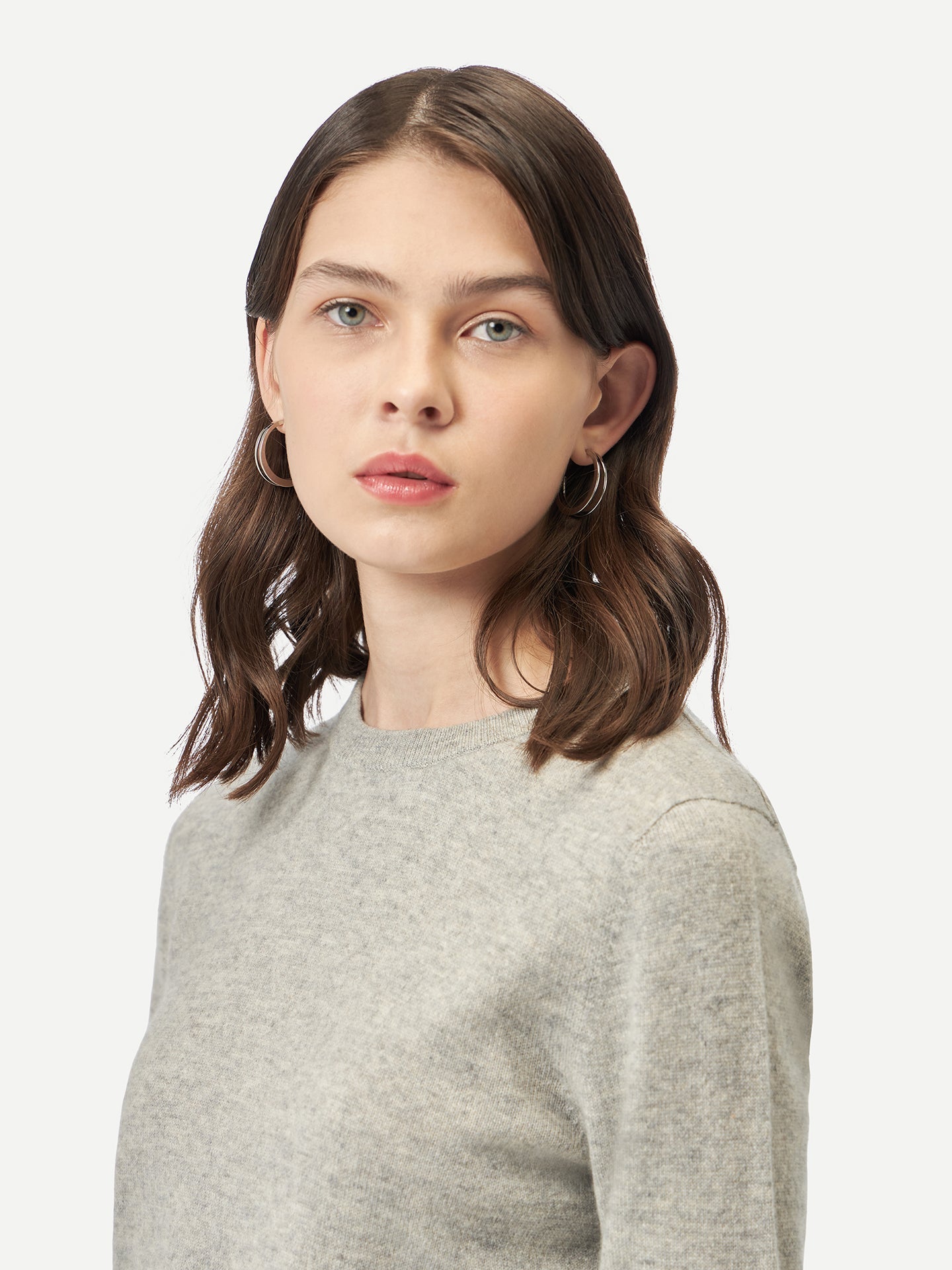 Pull coll rond en Cachemire pour  femme , couleur Gris - Gobi Cashmere