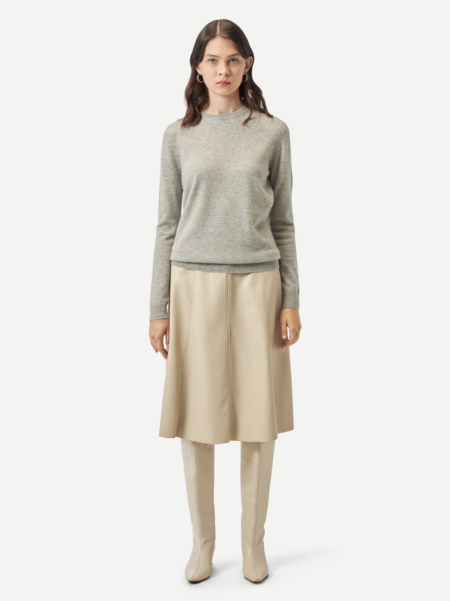 Pull coll rond en Cachemire pour  femme , couleur Gris - Gobi Cashmere