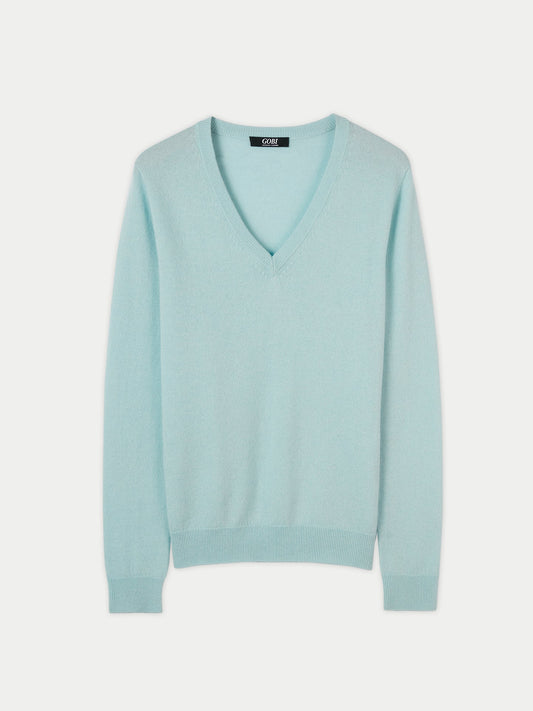 Pull col en V en Cachemire pour femmes marin - Gobi Cashmere