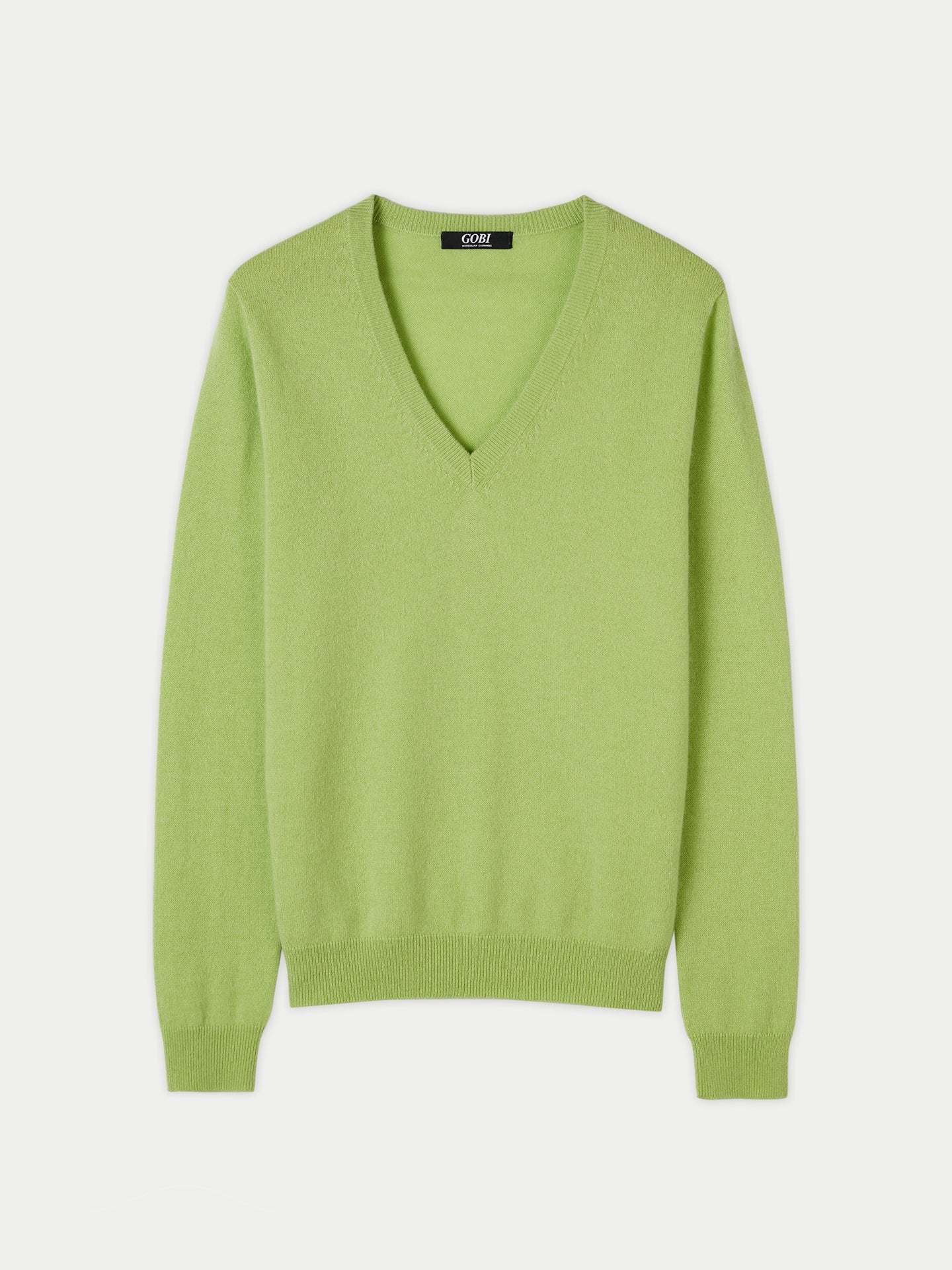 Pull col en V en Cachemire pour femmes vert - Gobi Cashmere