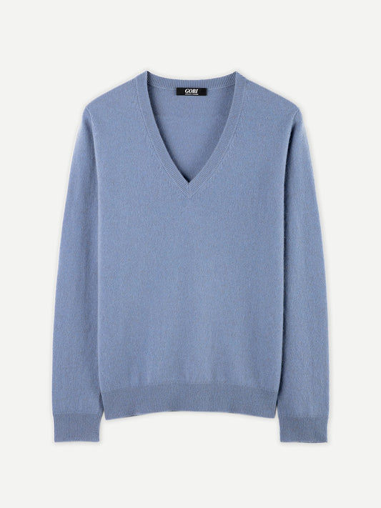 Pull col en V en Cachemire pour femmes Marin - Gobi Cashmere