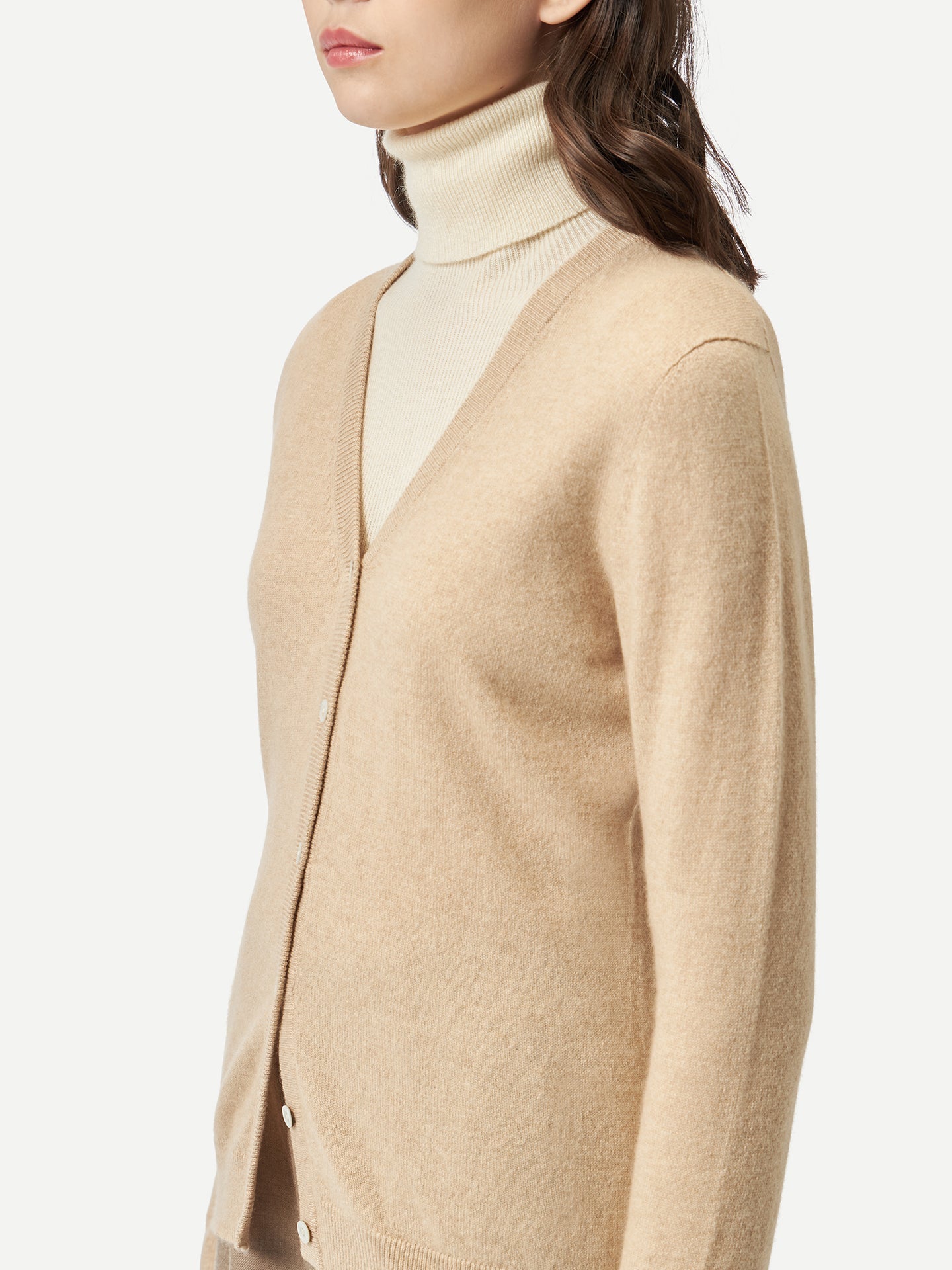 Cardigan col en V en Cachemire pour femmes Taupe - Gobi Cashmere