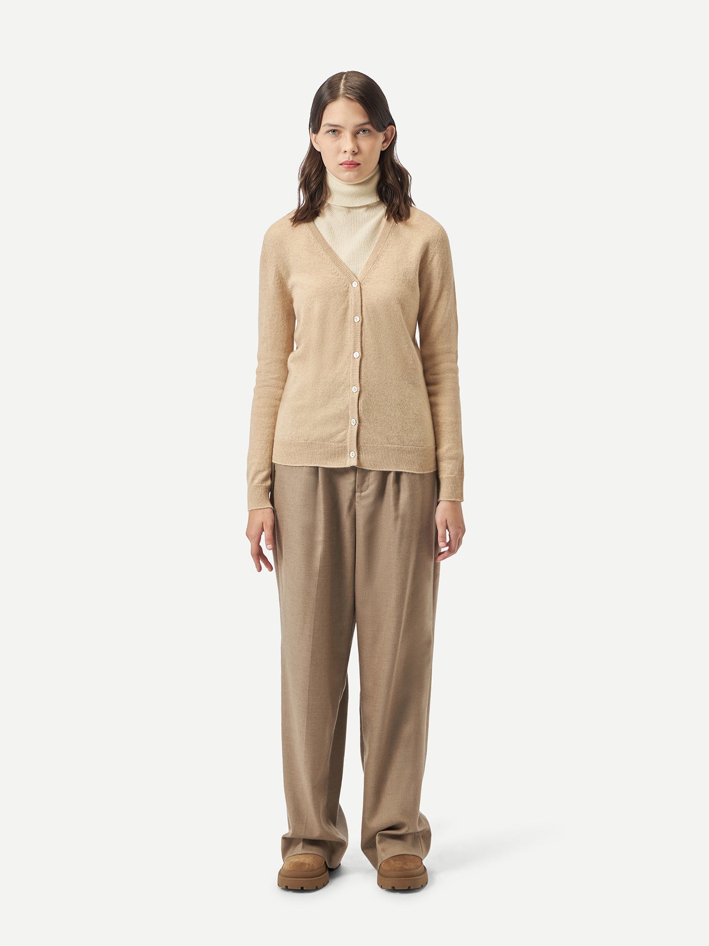 Cardigan col en V en Cachemire pour femmes Taupe - Gobi Cashmere