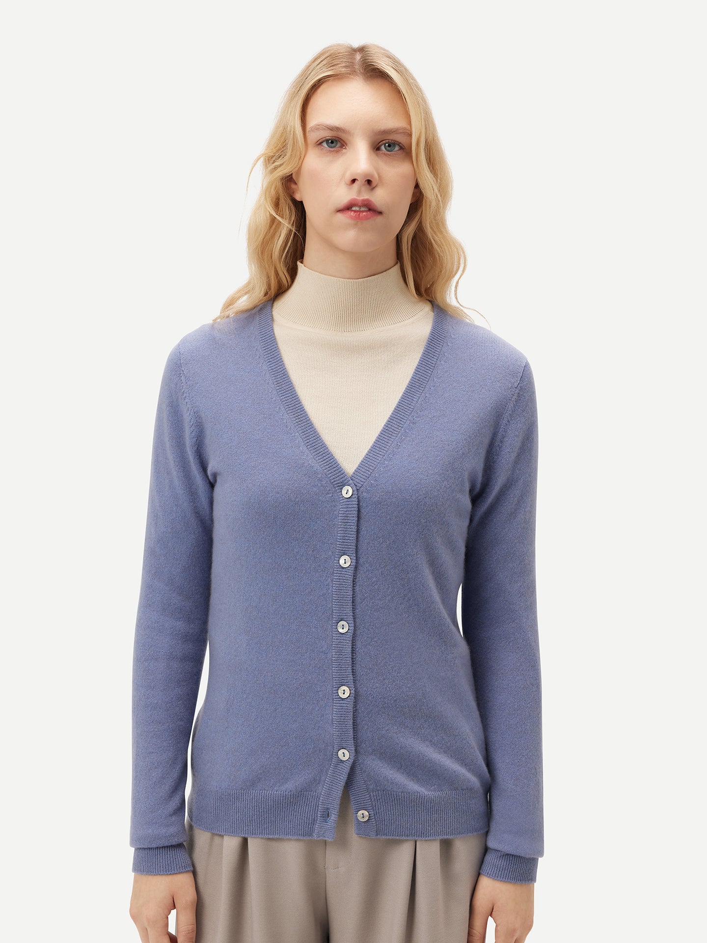 Cardigan col en V en Cachemire pour femmes Marin - Gobi Cashmere