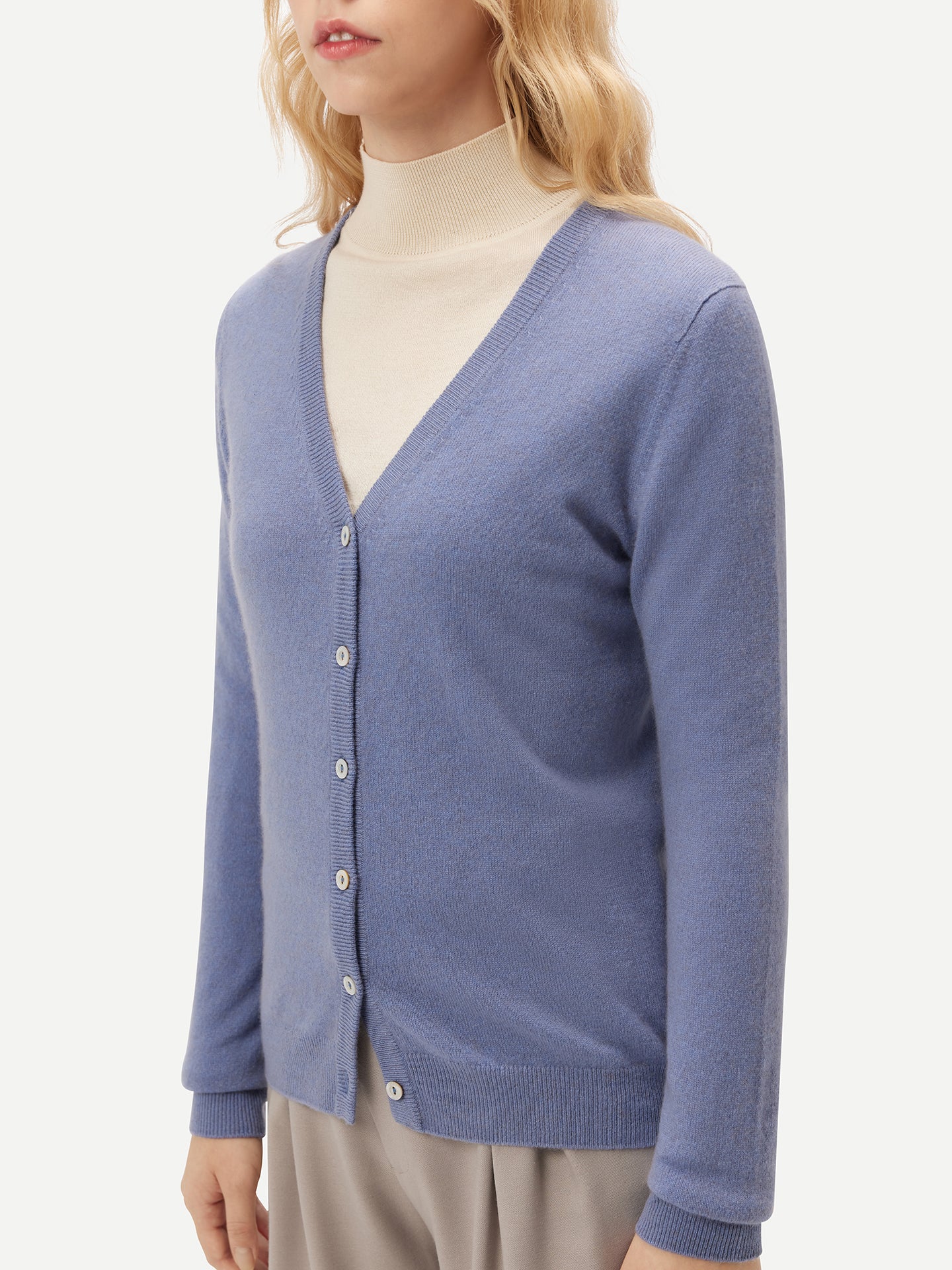 Cardigan col en V en Cachemire pour femmes Marin - Gobi Cashmere