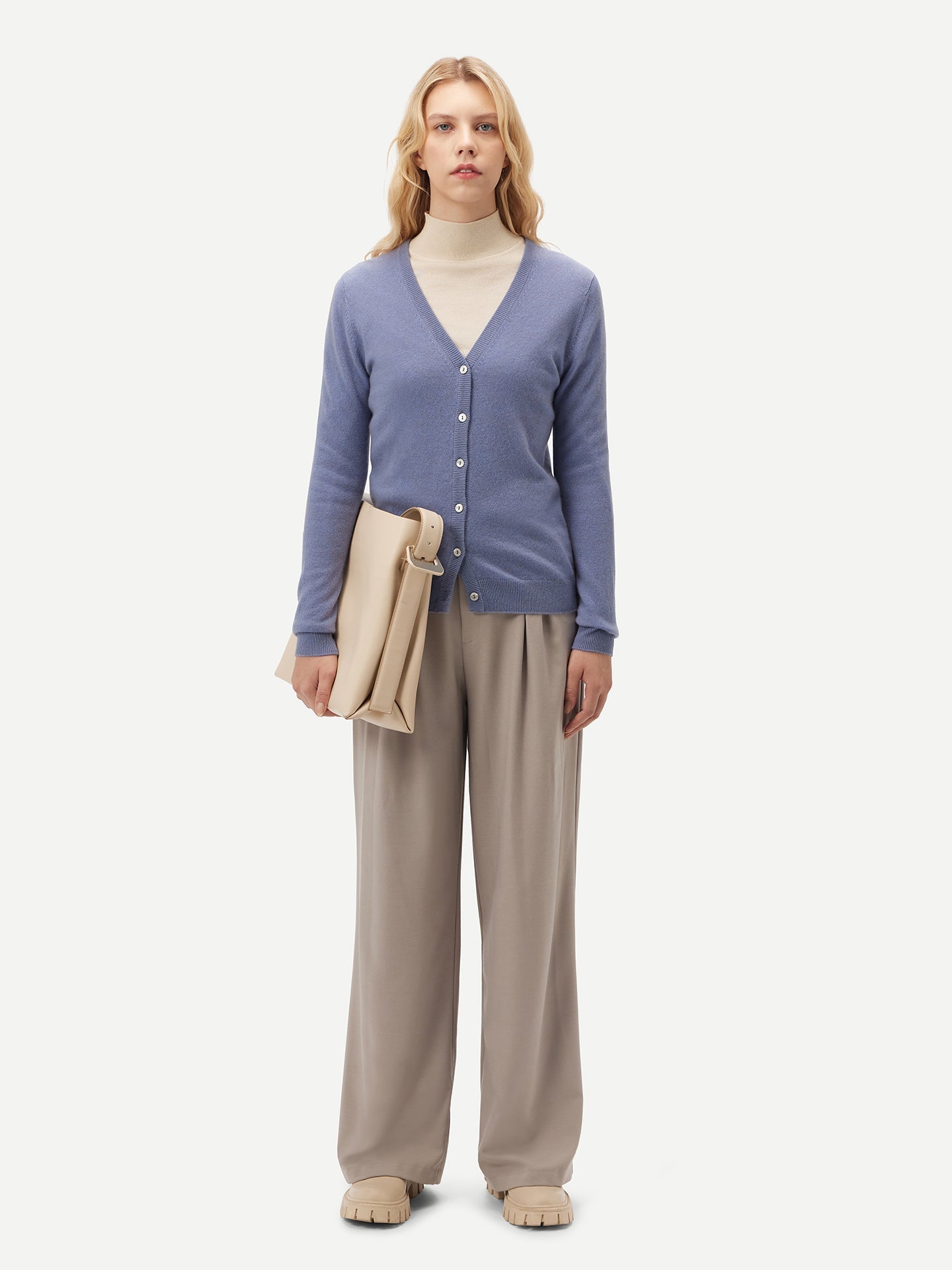 Cardigan col en V en Cachemire pour femmes Marin - Gobi Cashmere