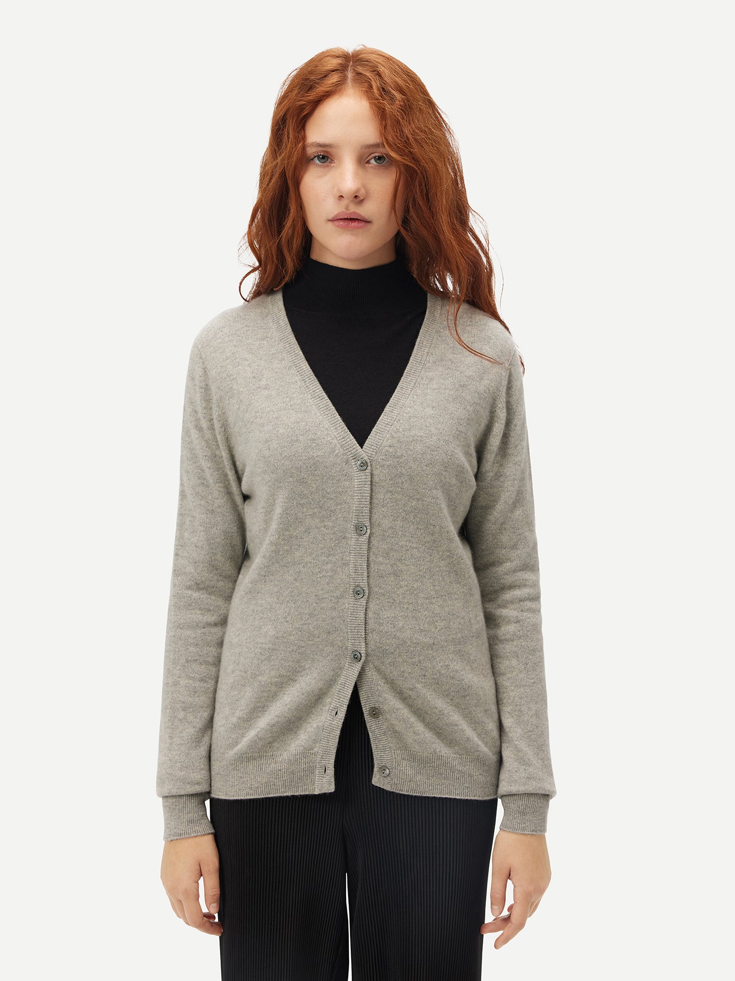 Cardigan col en V en Cachemire pour femmes Gris - Gobi Cashmere
