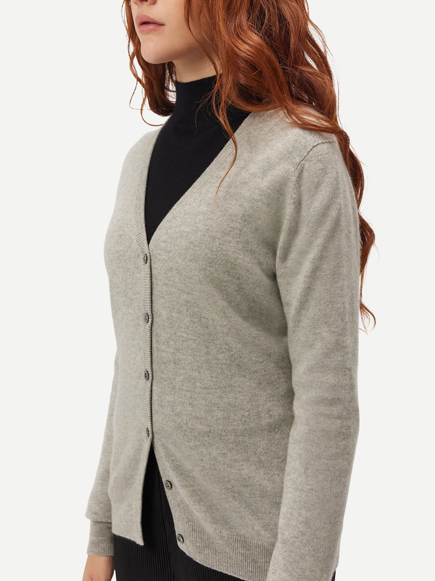 Cardigan col en V en Cachemire pour femmes Gris - Gobi Cashmere