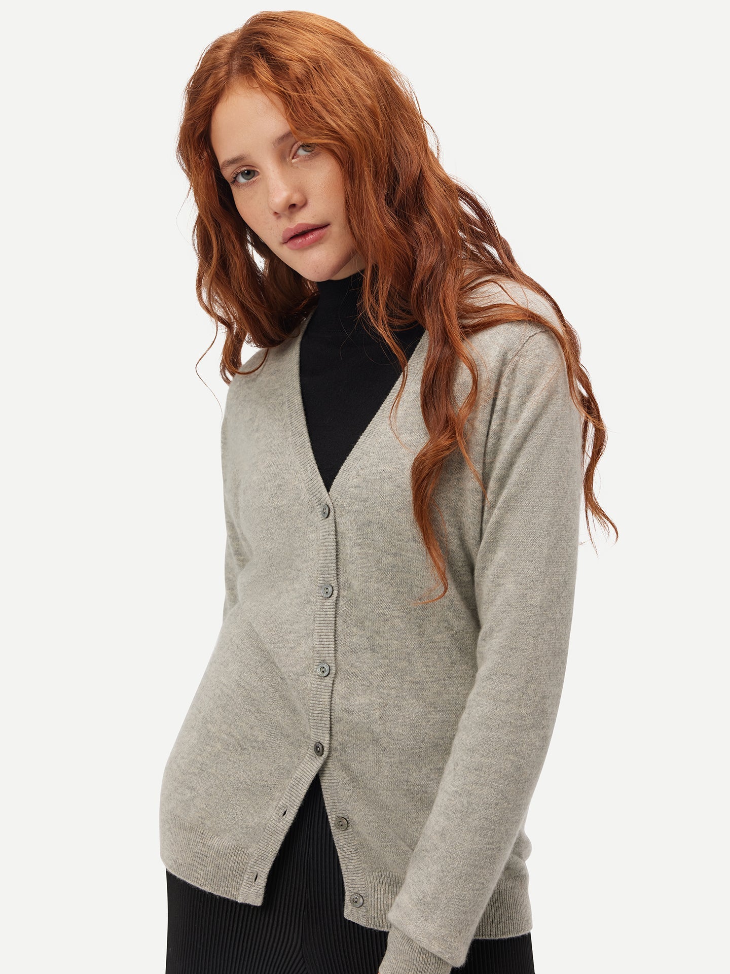 Cardigan col en V en Cachemire pour femmes Gris - Gobi Cashmere