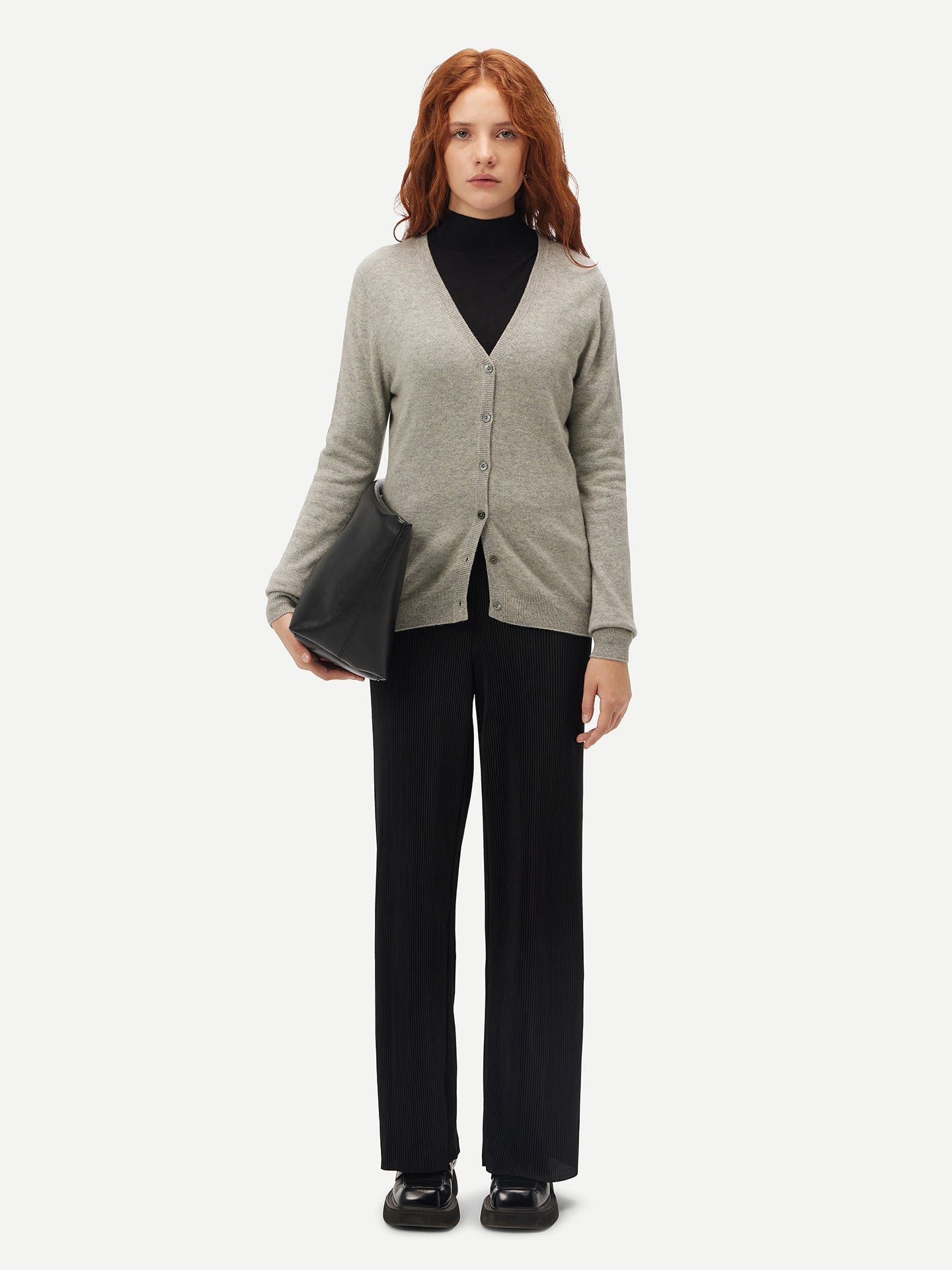 Cardigan col en V en Cachemire pour femmes Gris - Gobi Cashmere