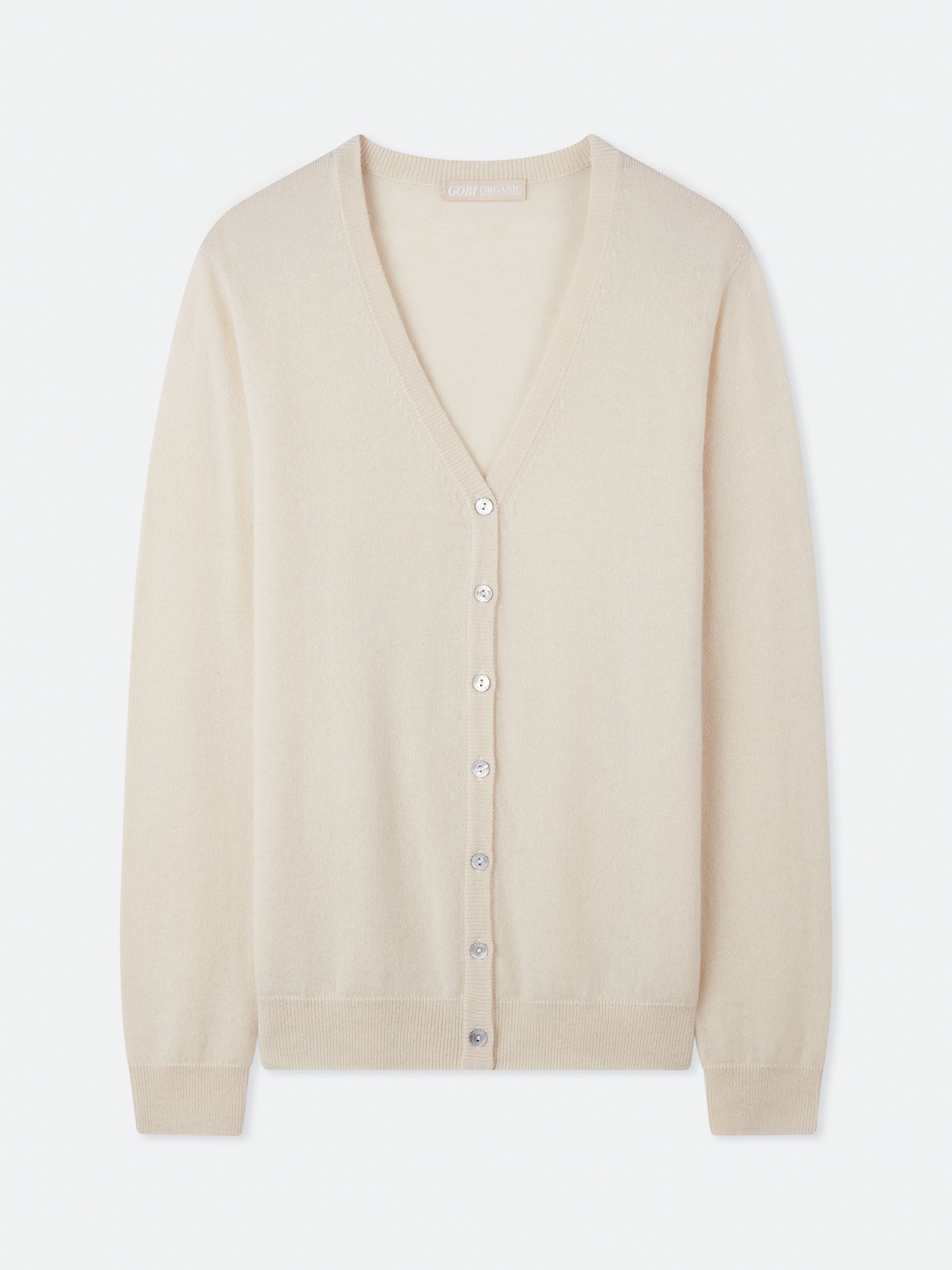 Women's Cashmere V-neck Button Cardigan Off White - Gobi Cashmere