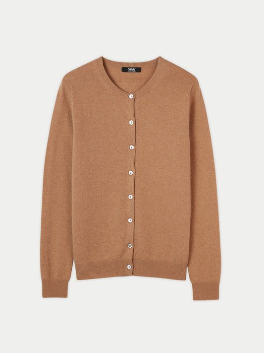 Cardigan col rond en Cachemire pour femmes marron - Gobi Cashmere