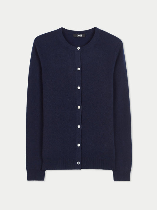 Cardigan col rond en Cachemire pour femmes Marin - Gobi Cashmere