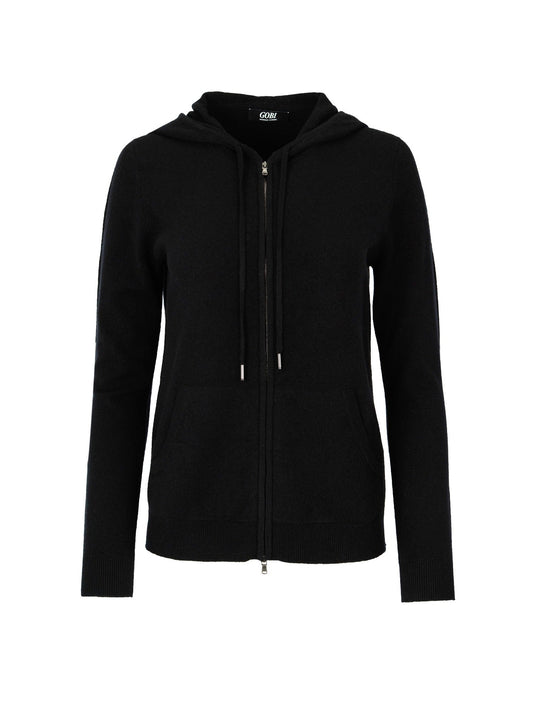 Sweat à capuche en Cachemire pour femme Noir - Gobi Cashmere